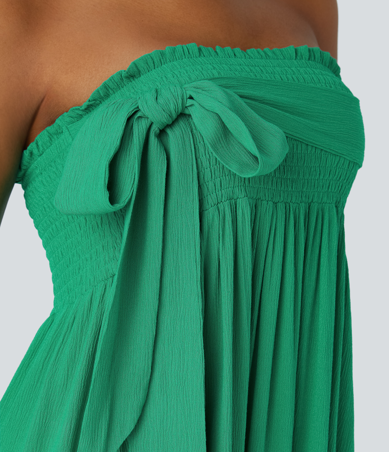 Halara Backless Frill Shirred Tie Front High Low Midi Casual Dress Casual Dress - Parakeet - XS slip dress beach dress ruched dress 