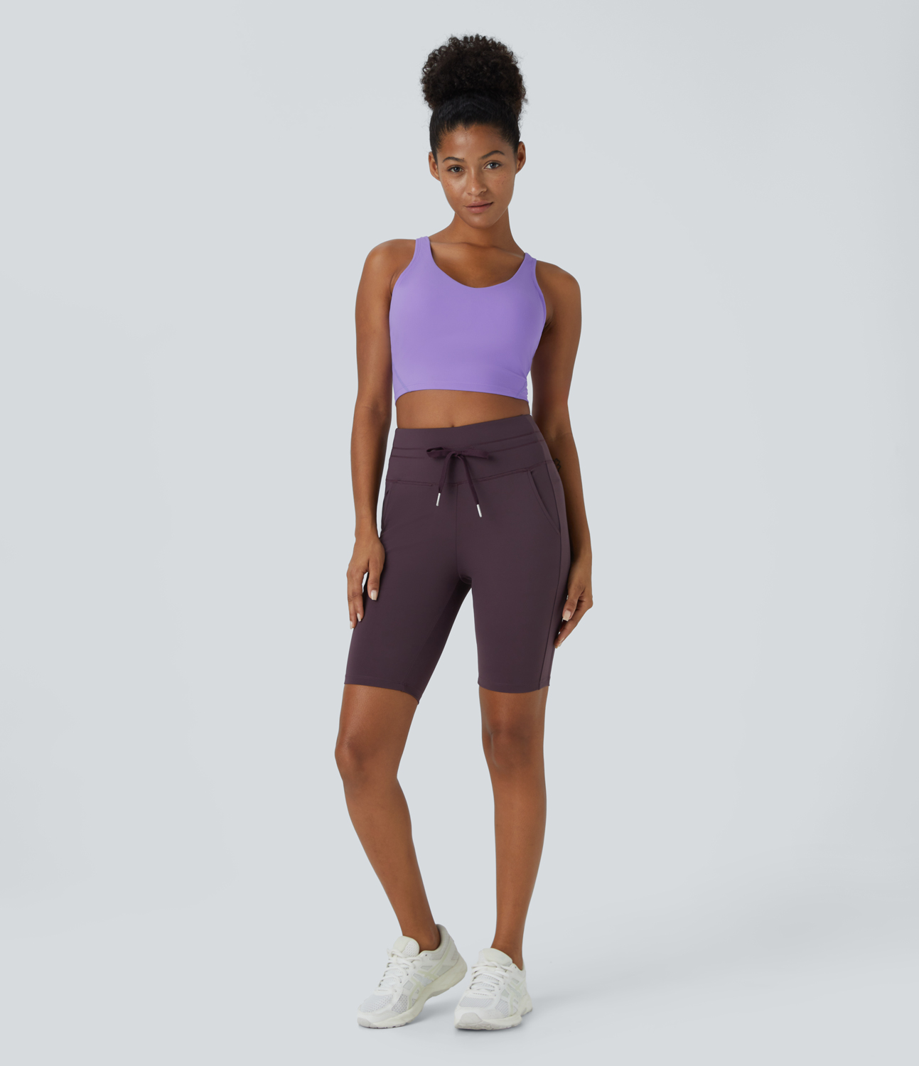 Halara Softlyzeroв„ў Plush Padded V Neck Cropped Yoga Tank Top-DD/DDD/F Cups Tank Top - Paisley Purple - M golf tops halter top tunic tops 