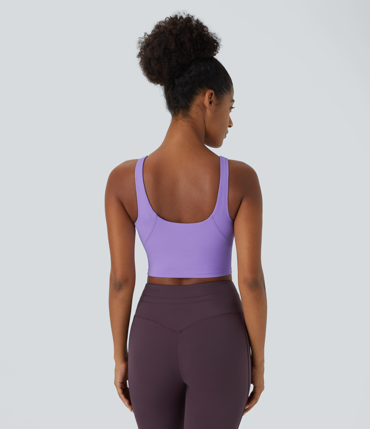 Halara Softlyzeroв„ў Plush Padded V Neck Cropped Yoga Tank Top-DD/DDD/F Cups Tank Top - Paisley Purple - M golf tops halter top tunic tops 