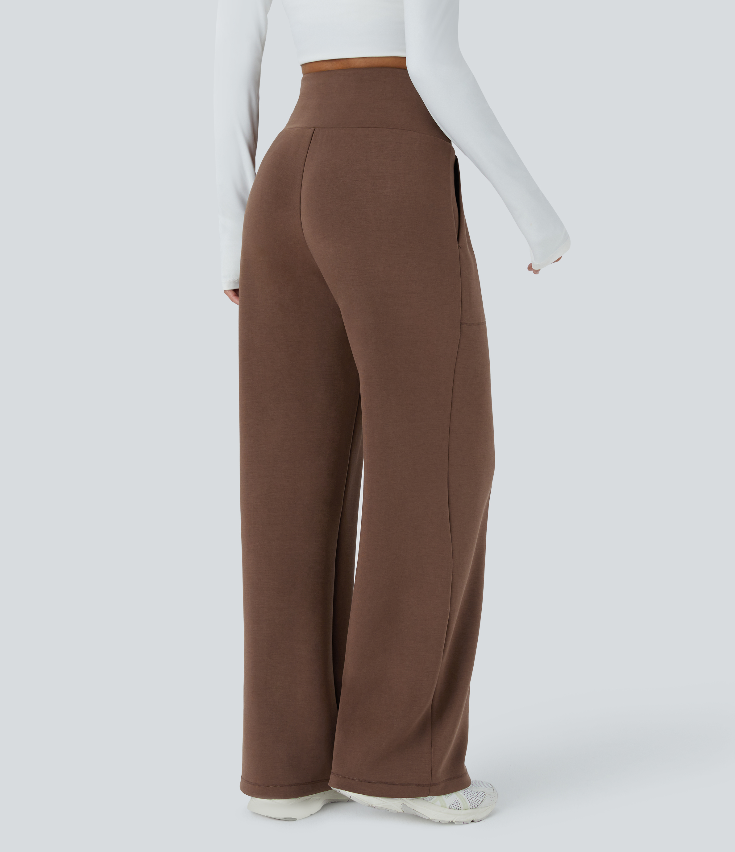 Halara High Waisted Drawstring Side Pocket Straight Leg Yoga Pants  - Mustang - XS(regular) 