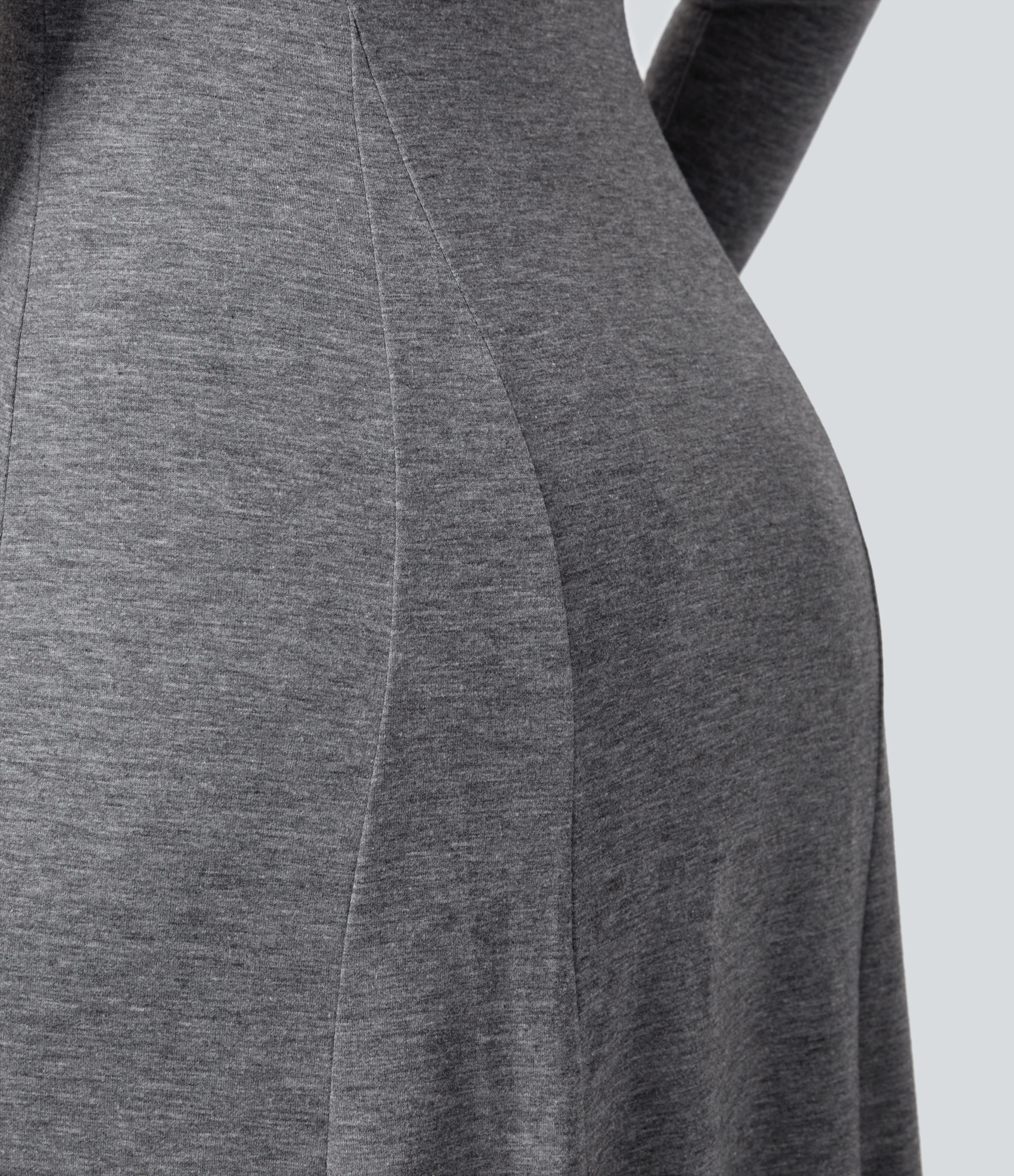 grey casual dress with sleeves Long Sleeve Crewneck Dress | TERNE