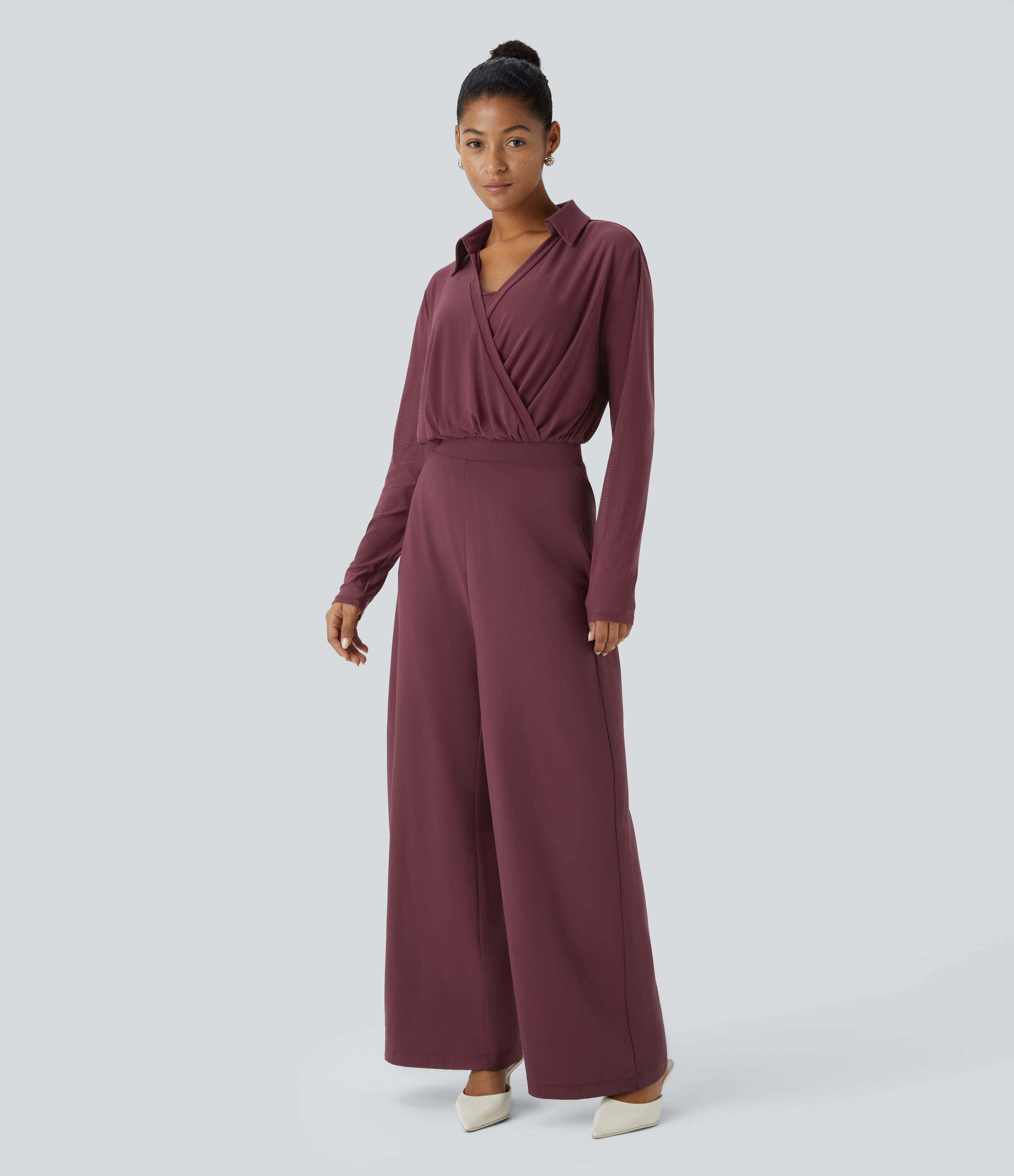 Scoop Neck Half Sleeve Wide Leg Jumpsuit main image 1