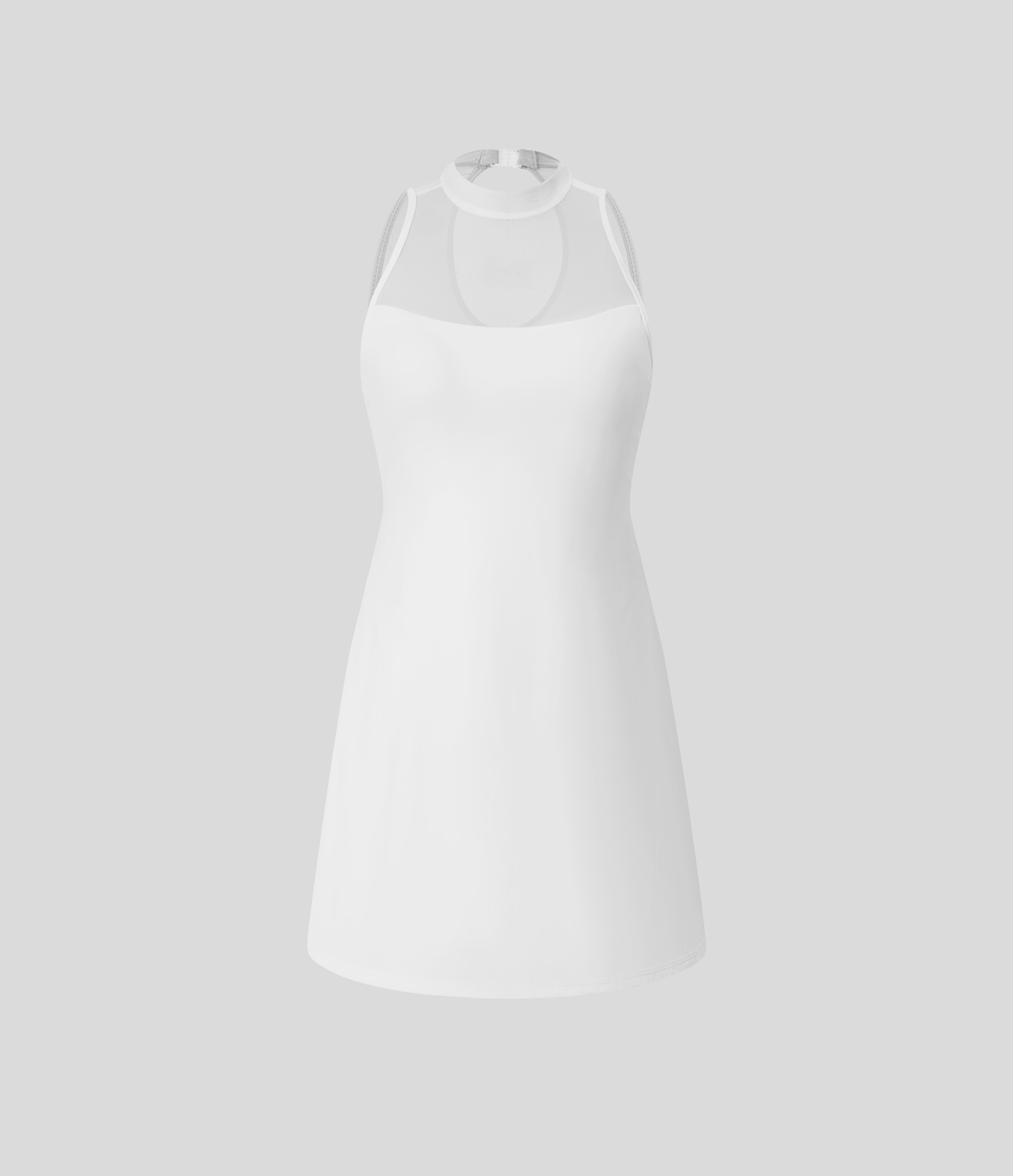 Halara Contrast Mesh Buckle Backless Split 2-in-1 Side Pocket Dance Active Dress-Easy Peezy Edition Workout Dress - White - XS 