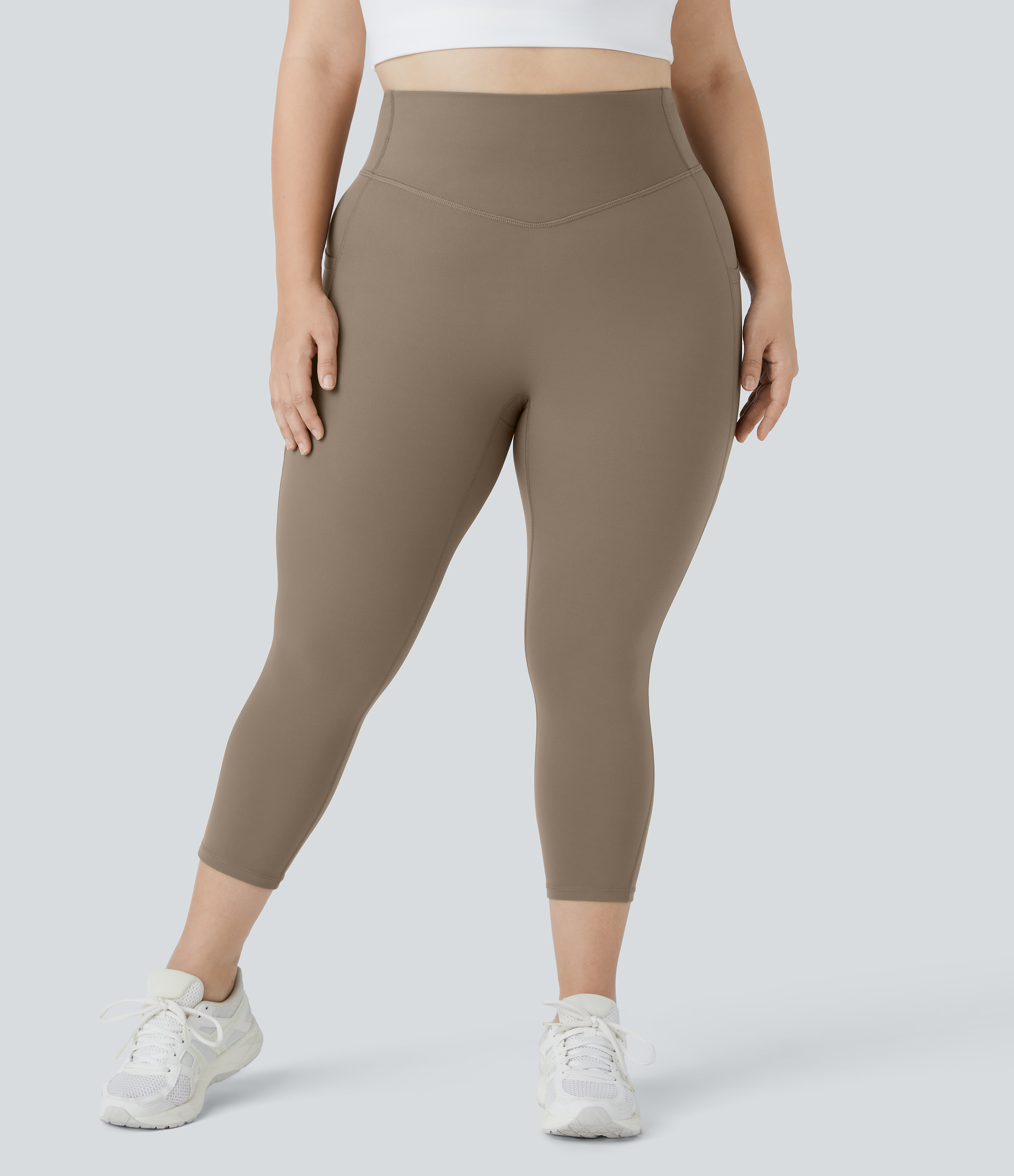 Halara UltraSculptв„ў High Waisted Side Pocket Plus Size Shaping Training Capri Leggings  - Dawn Brown - 3X 
