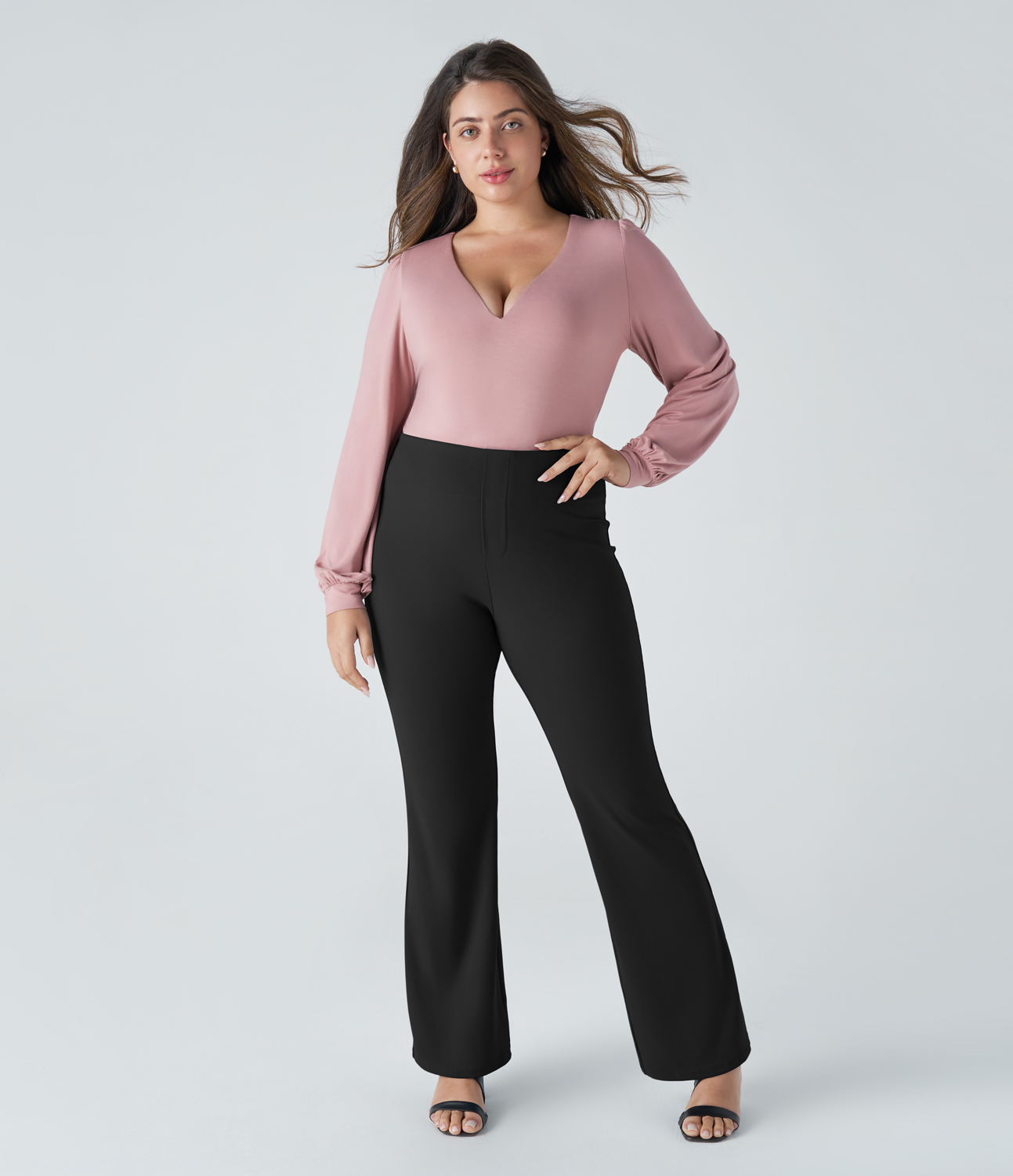 Halara Halara Flexв„ў High Waisted Back Side Pocket Slight Flare Work Plus Size Pants  - Black - 3X(regular) 