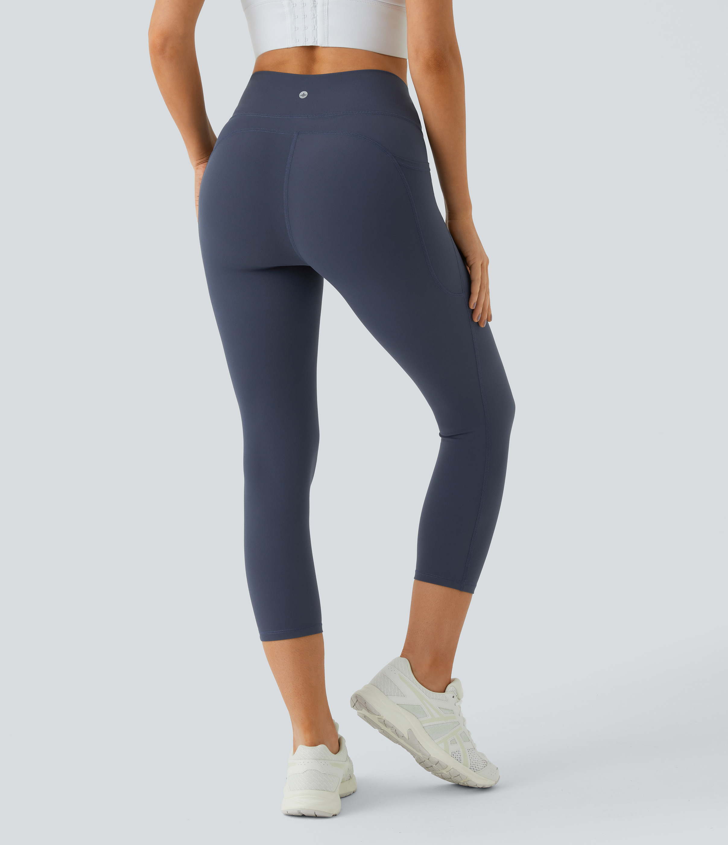 Halara SoCinched High Waisted Side Pocket Training Capri Leggings  - Mood Indigo - XS gym leggings leggings with pockets 