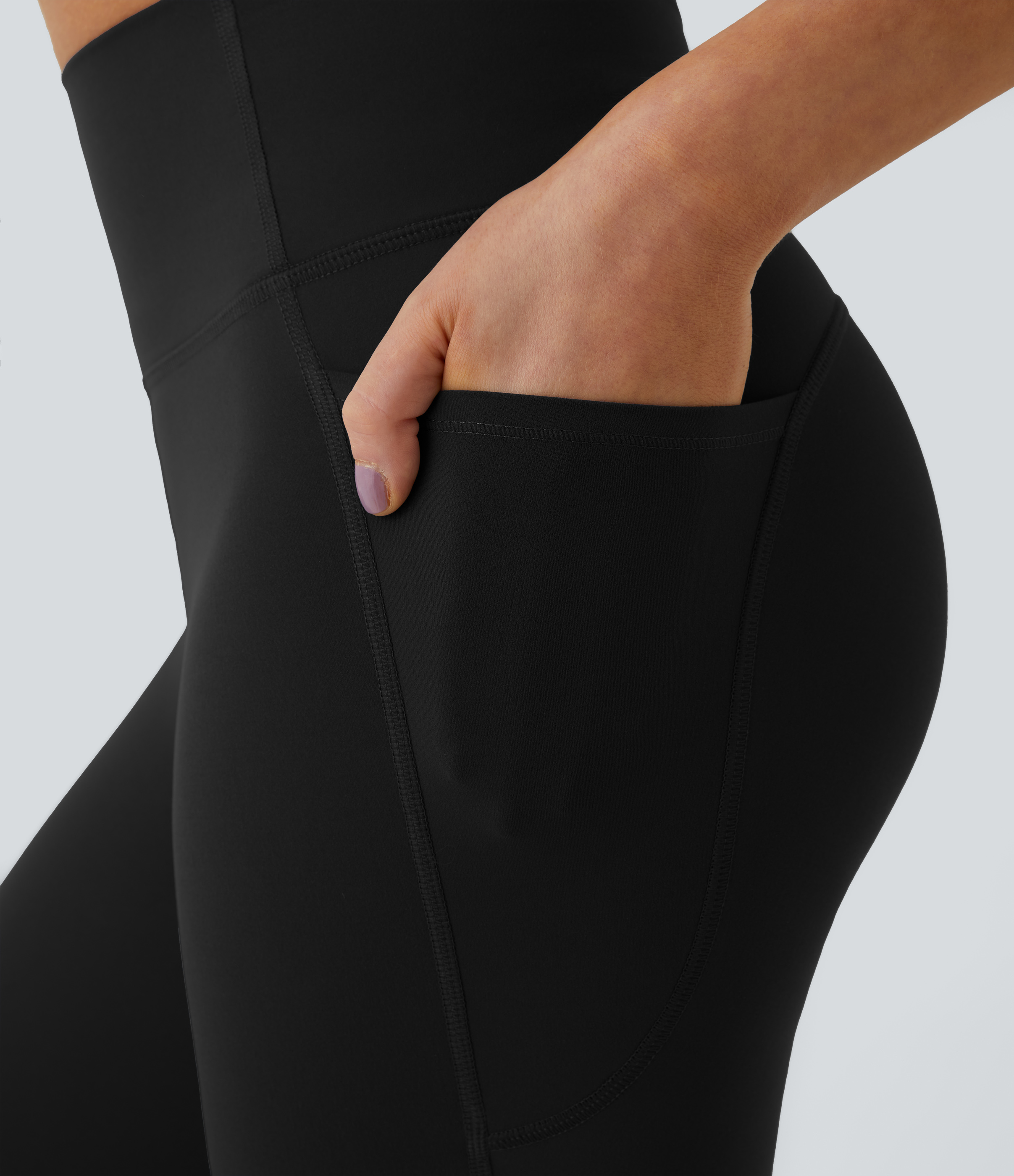Halara SoCinched High Waisted Side Pocket Training Capri Leggings  - Black - XS gym leggings leggings with pockets leggings with butt lift 