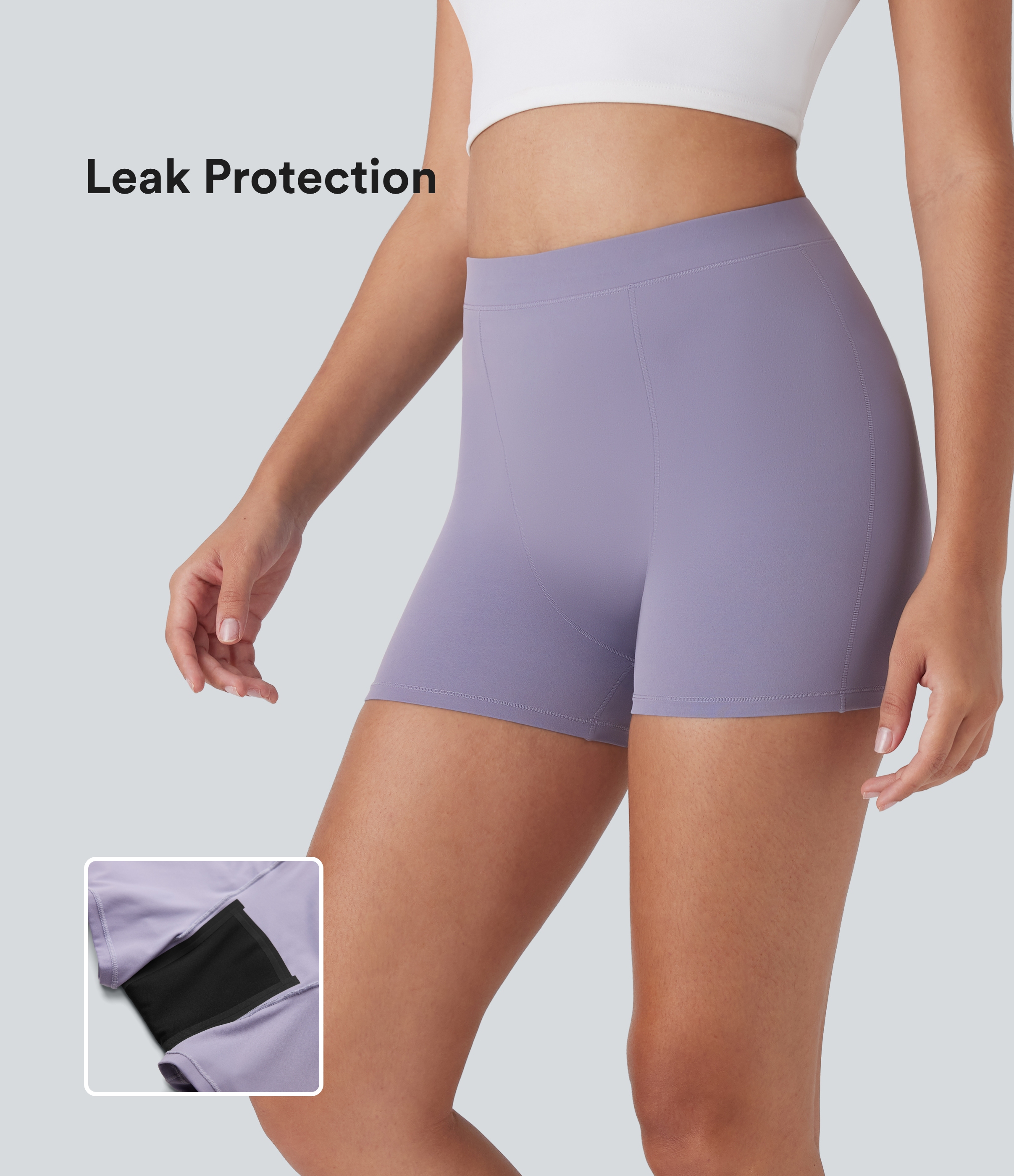 Halara UltraSculpt™ Mid Rise Yoga Leak Protection Bike Running Shorts 4''