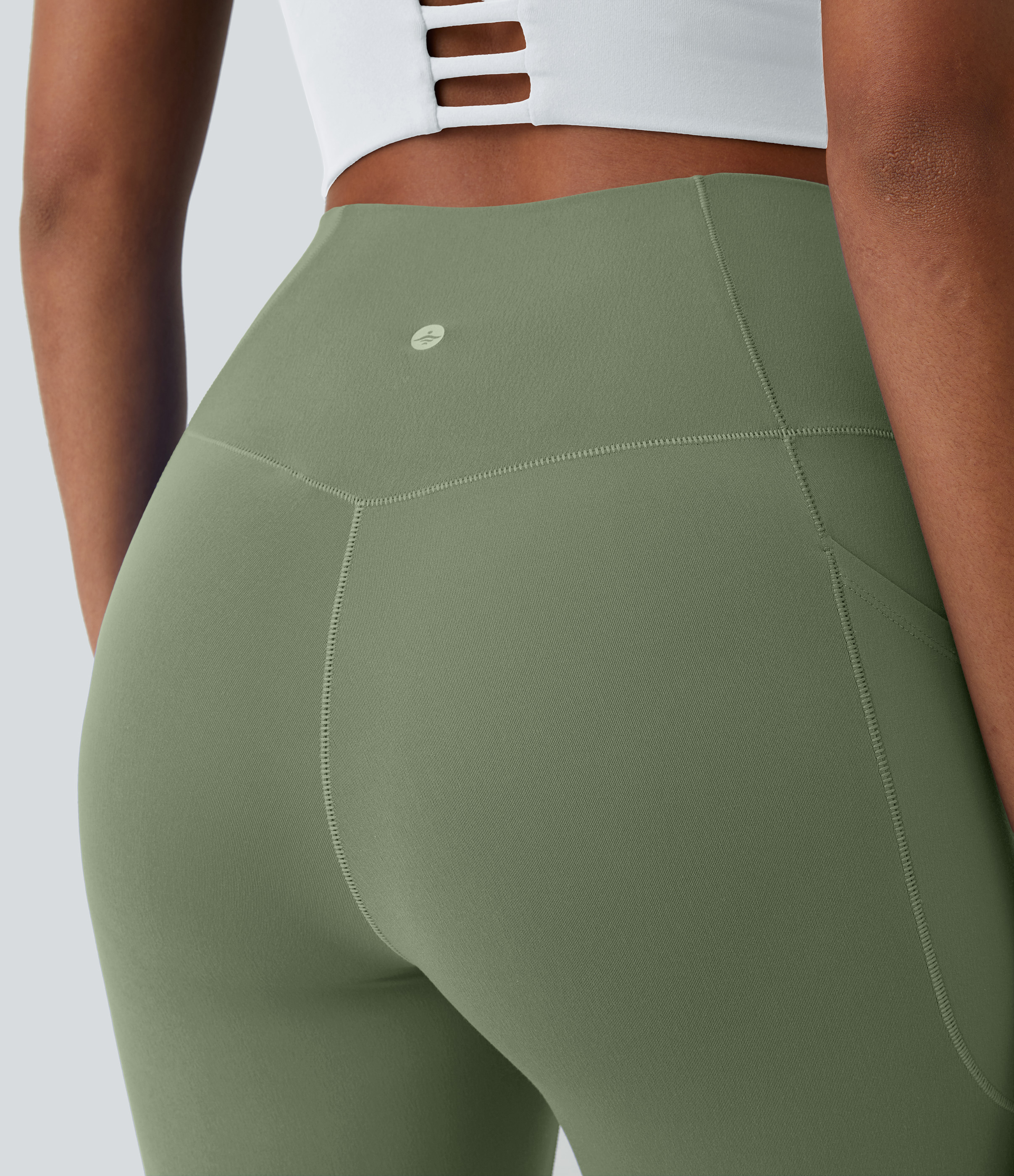 Halara CloudfulВ® Crossover Pocket Plain Leggings  - Loden Frost - M(full_length) gym leggings leggings with pockets leggings with butt lift 