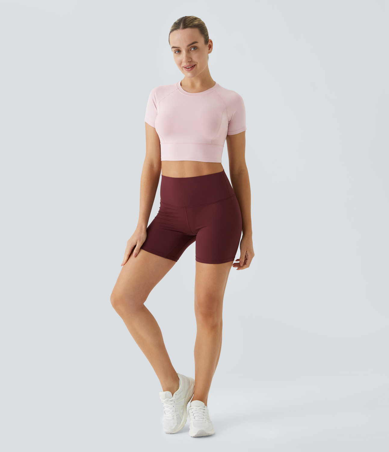 Halara Short Sleeve Cropped Yoga Sports Top  - Pale Lilac - XS 