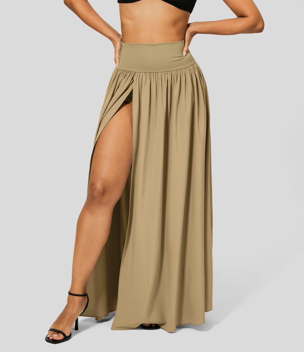 

Halara Breezefulв„ў High Waisted Plicated Split 2-in-1 Flowy Quick Dry Maxi Casual Skirt - Starfish