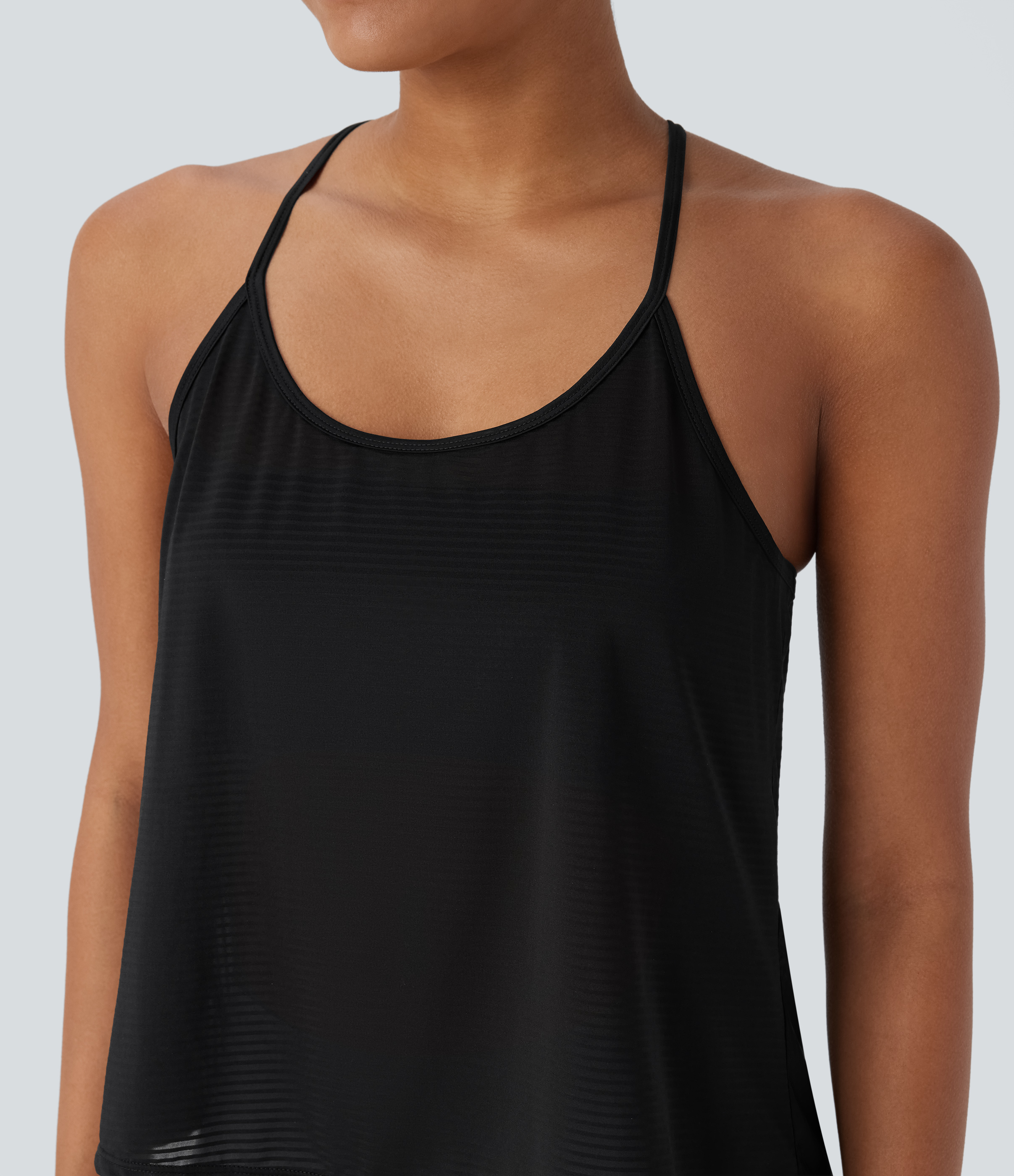 Halara Crisscross Backless Split Hem Yoga Cami Top Tank Top - Black - S golf tops halter top tunic tops sleeveless tops backless top 