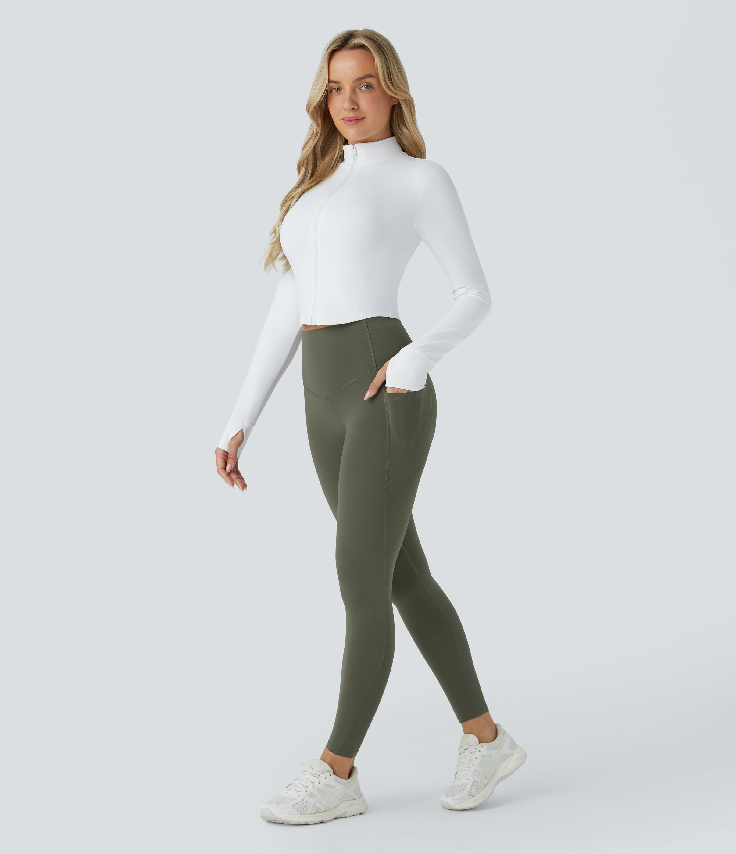 Halara SoCinched High Waisted Butt Lifting Tummy Control Side Pocket Shaping Workout UltraSculpt Leggings  - Deep Woodland Green - XS(7/8) 