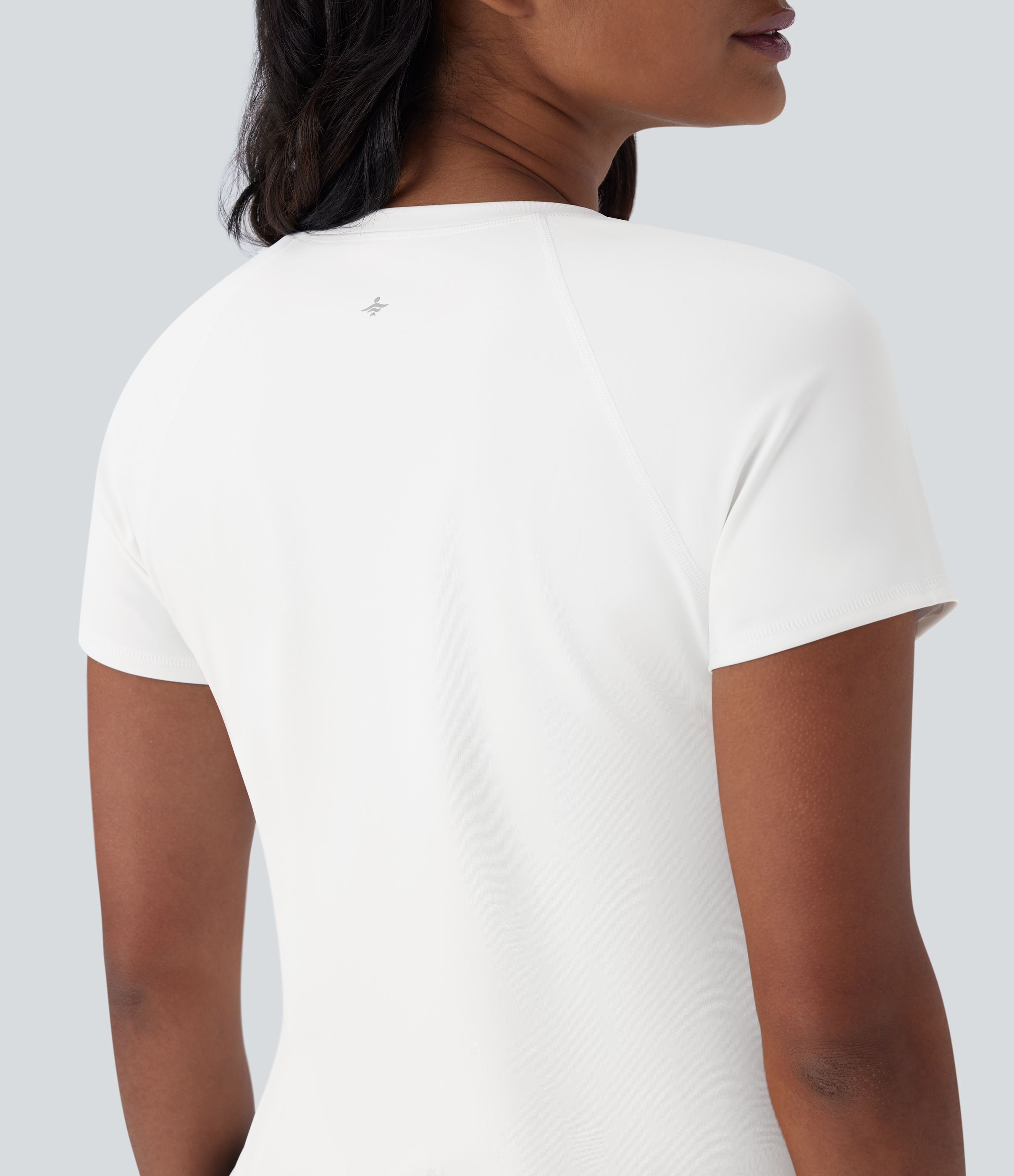 Halara Softlyzeroв„ў QuickDry Round Neck Short Sleeve Contrast Mesh Curved Hem Quick Dry Running Sports Top  - White - XL 