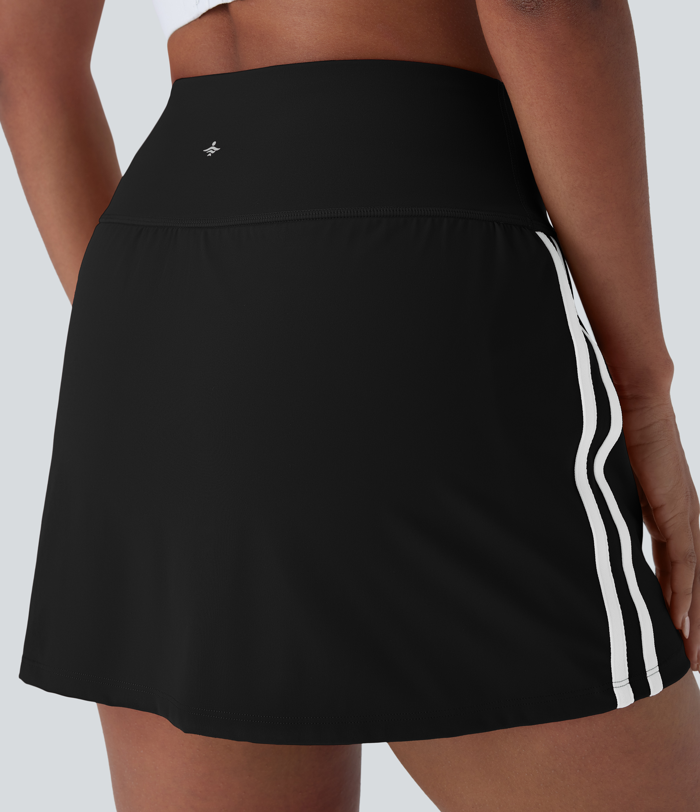 Halara Softlyzeroв„ў QuickDry SoCinched High Waisted Tummy Control 2-in-1 Side Pocket Color Block Mini Quick Dry Pickleball Skirt  - Black - XL(regular) 