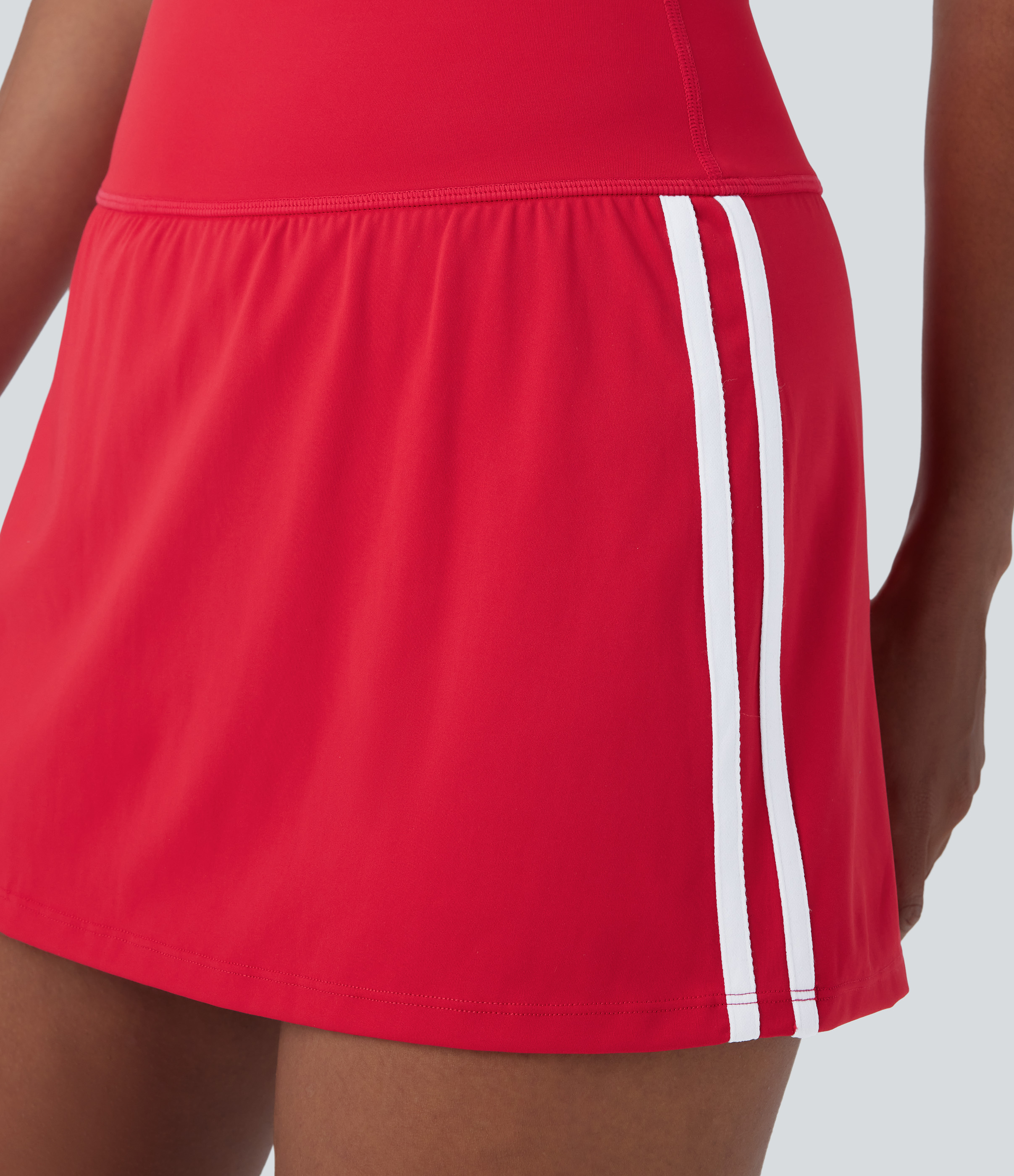 Halara Softlyzeroв„ў QuickDry SoCinched High Waisted Tummy Control 2-in-1 Side Pocket Color Block Mini Quick Dry Pickleball Skirt  - Valiant Poppy - S(regular) 