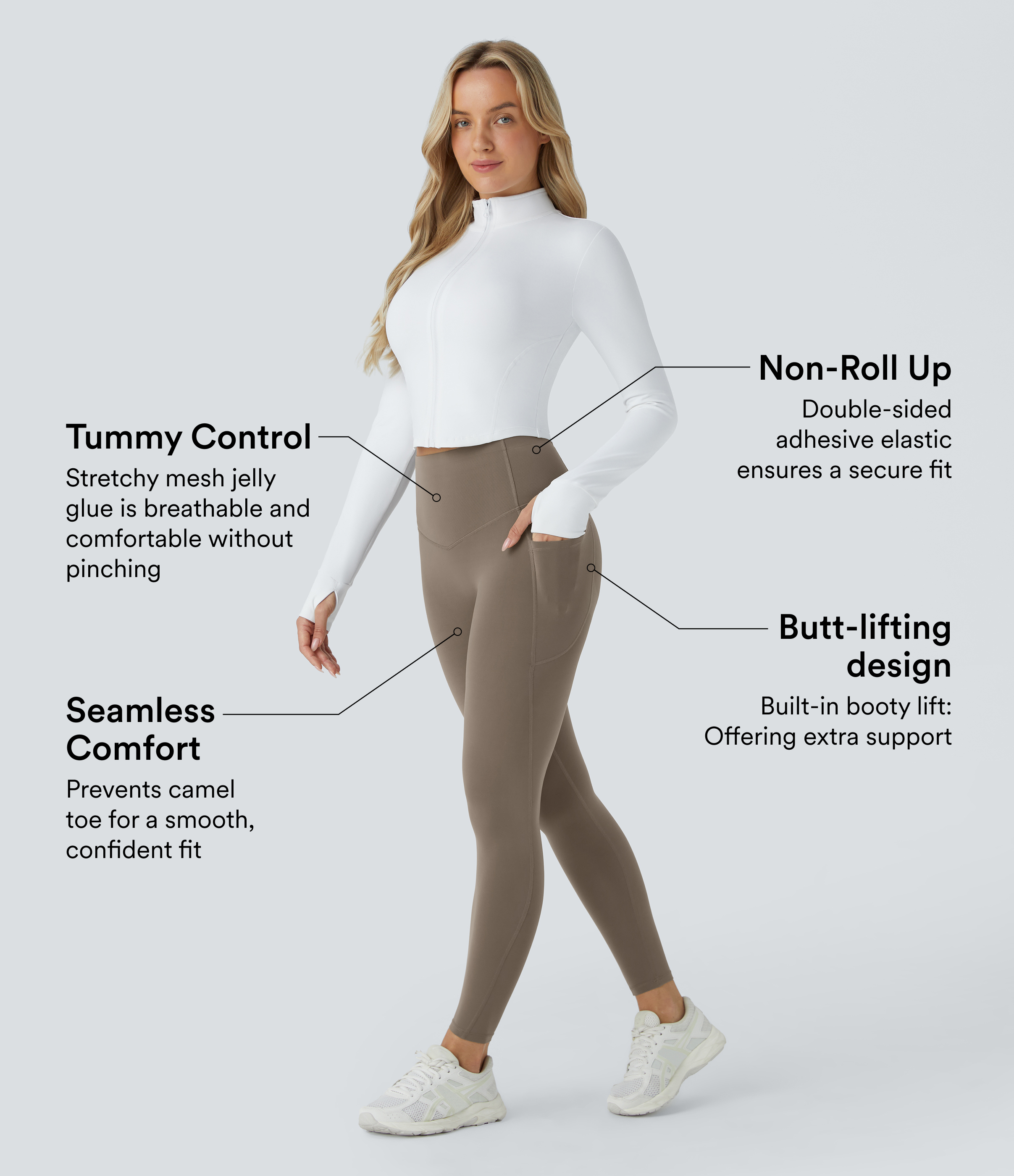 Halara SoCinched High Waisted Butt Lifting Tummy Control Side Pocket Shaping Workout UltraSculpt Leggings  - Dawn Brown - XL(7/8) 