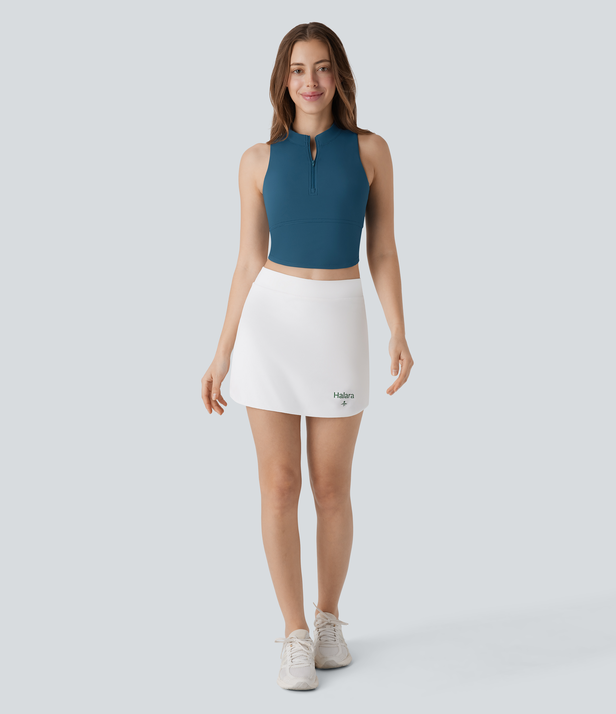 Halara Softlyzeroв„ў QuickDry Stand Collar Zipper Cut Out Curved Hem Skinny Cropped Golf Tank Top Tank Top - Dragonfly - L golf tops halter top 