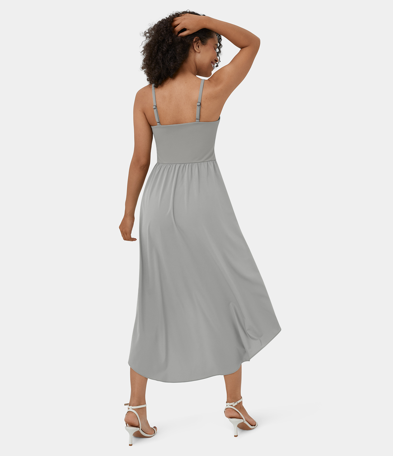 

Halara Breezefulв„ў Backless High Low 2-Piece Side Pocket Flowy Midi Quick Dry Casual Dress Casual Dress - Ghost Gray -  slip dress