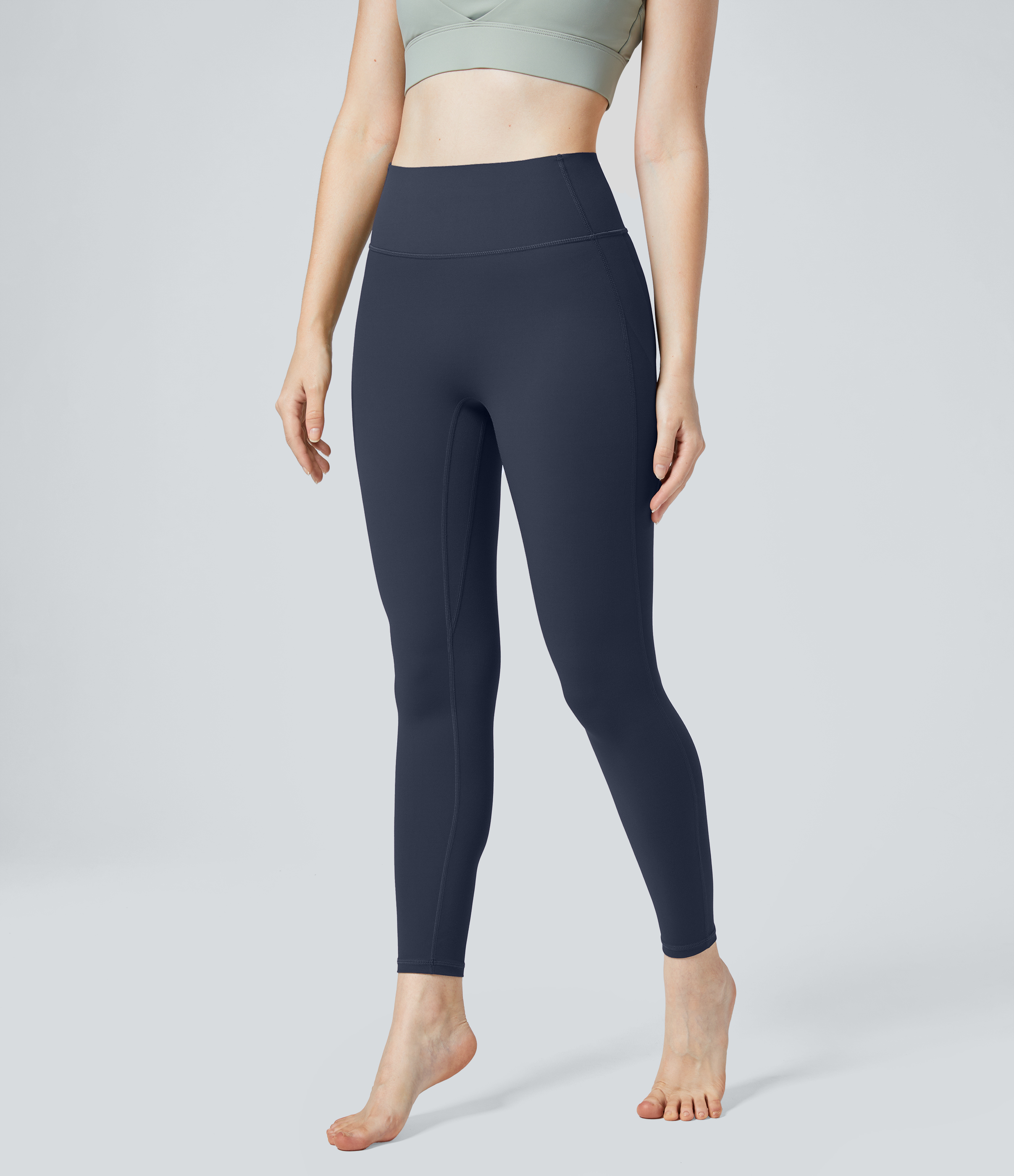 Halara UltraSculpt High Waisted Ruched Tummy Control Butt Lifting Yoga 7/8 Leggings  - Mood Indigo - M(7/8) gym leggings 