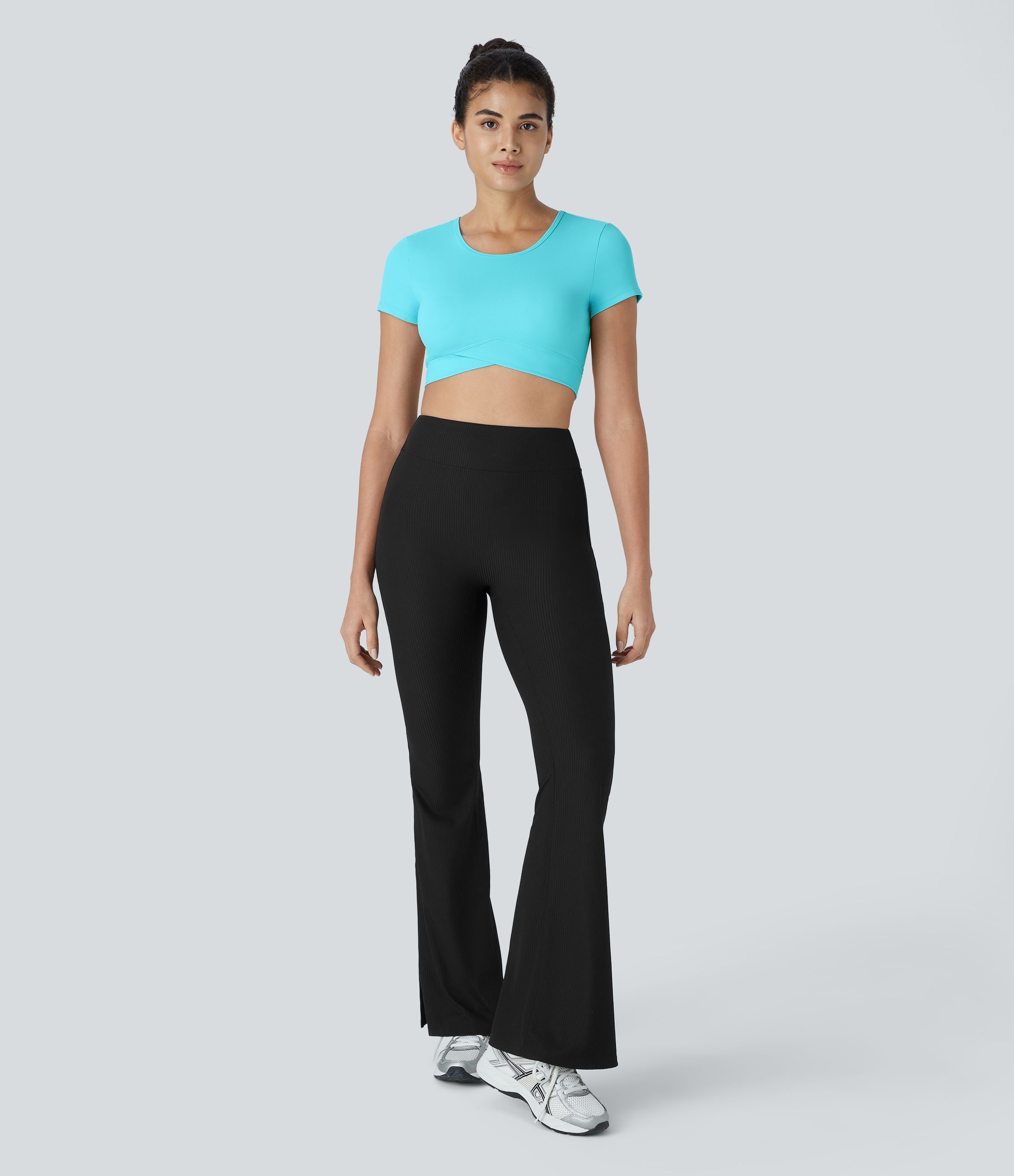 Halara Softlyzeroв„ў Plush Crossover Hem Cropped Sports Top  - Baroque Blue - XS 