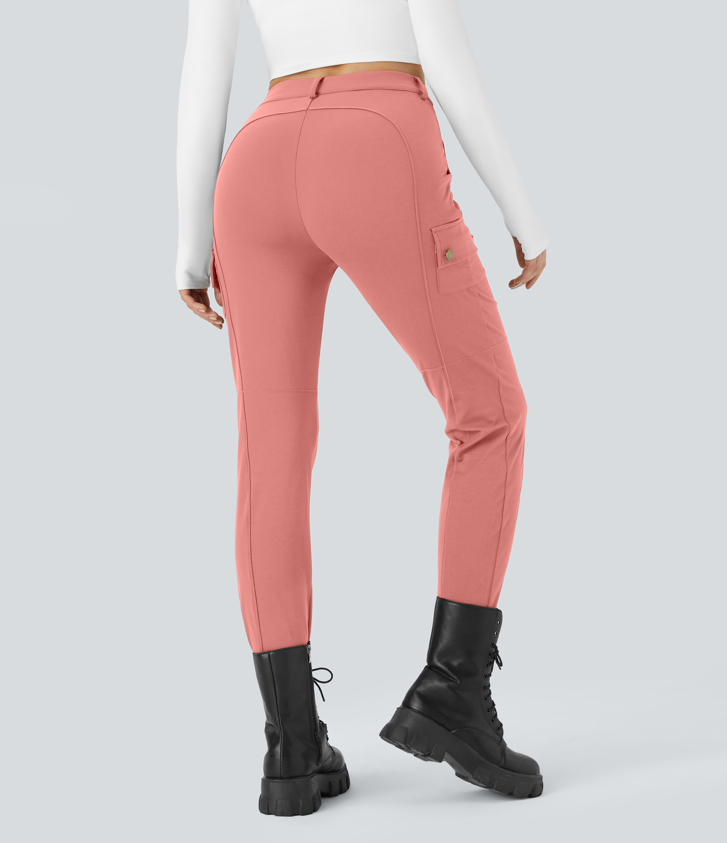 Halara High Waisted Multiple Pockets Solid Skinny Hiking Pants  - Candy Pink - XS(regular) 