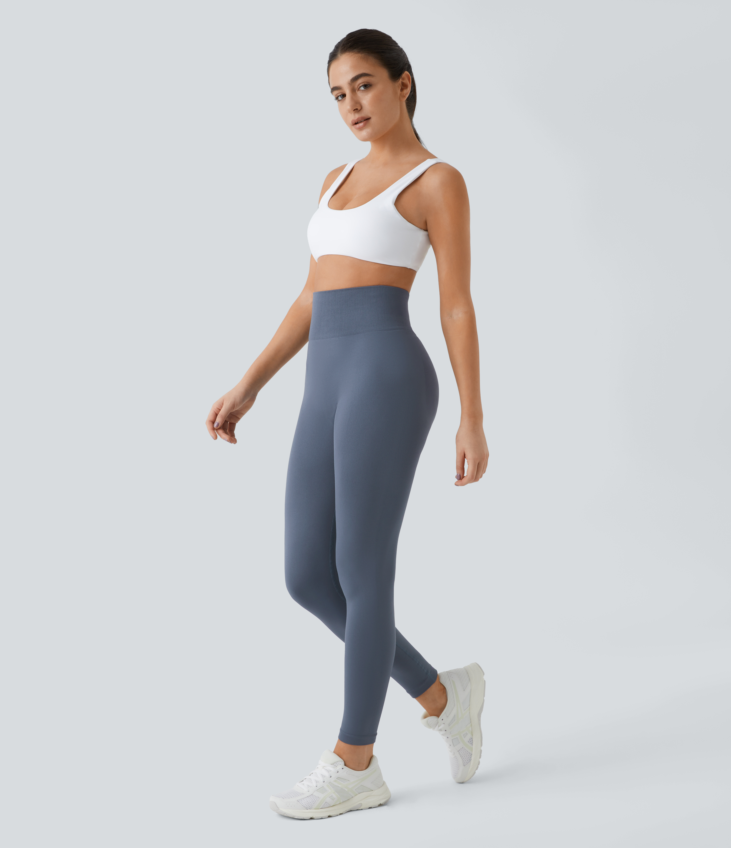 Halara Seamless Flow High Waisted Plain Butt Lifting Leggings  - Vintage Indigo - M gym leggings leggings with pockets 