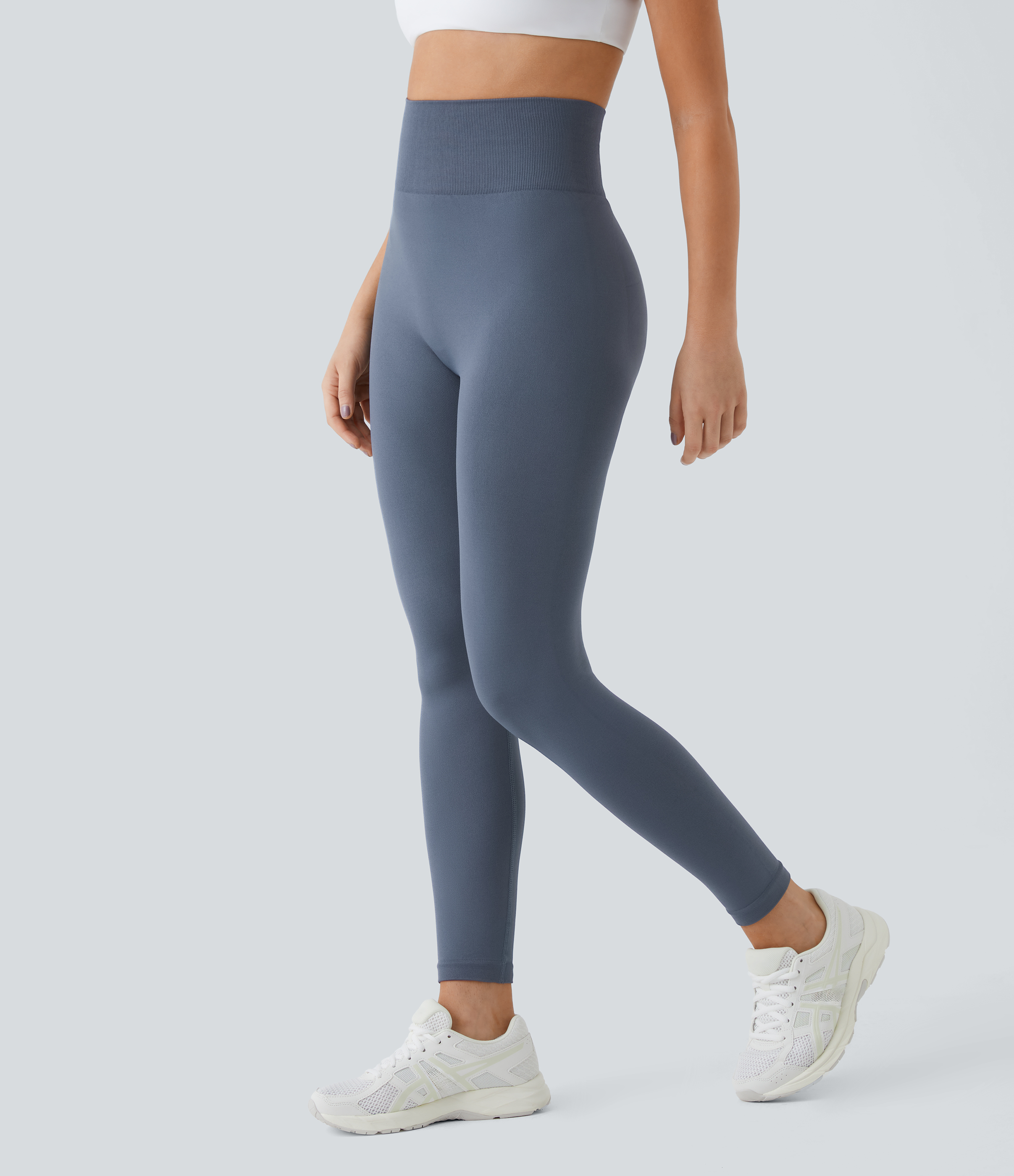 Halara Seamless Flow High Waisted Plain Butt Lifting Leggings  - Vintage Indigo - M gym leggings leggings with pockets 