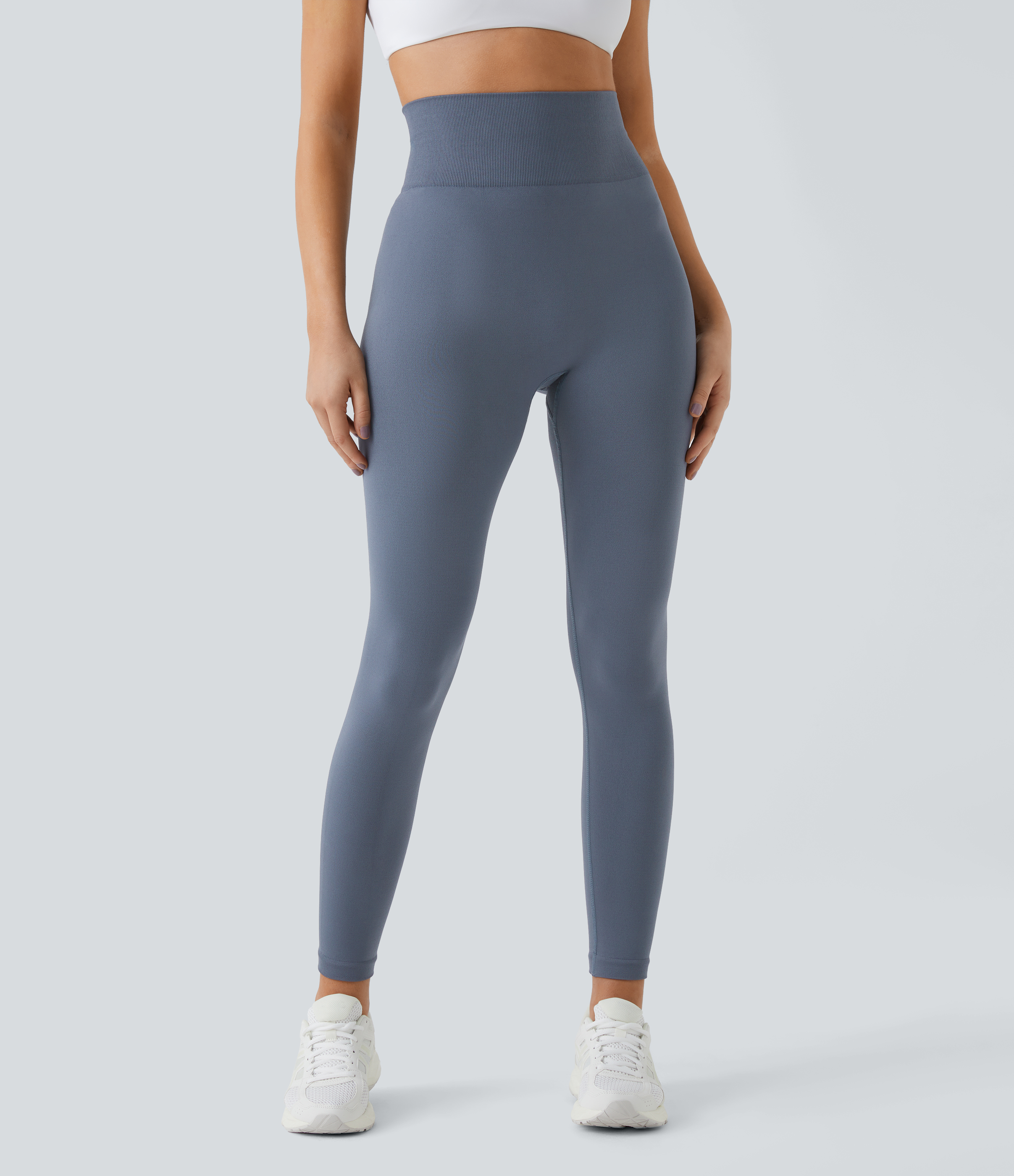Halara Seamless Flow High Waisted Plain Butt Lifting Leggings  - Vintage Indigo - M gym leggings leggings with pockets 