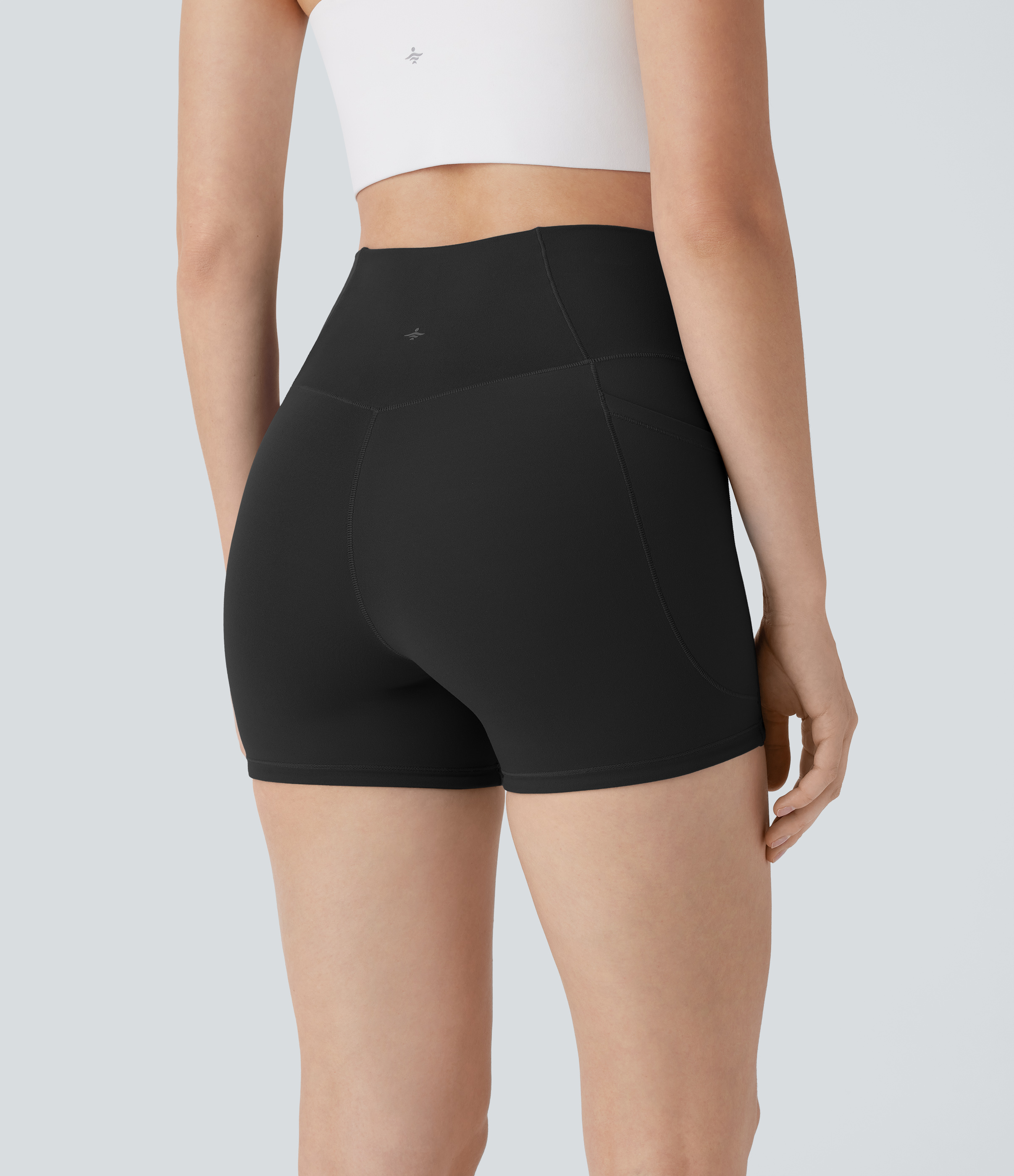 Negro Pantalón corto Softlyzero™ yoga tiro alto cruzado bolsillo lateral antideslizante 7.5cm - UPF50+ / 2