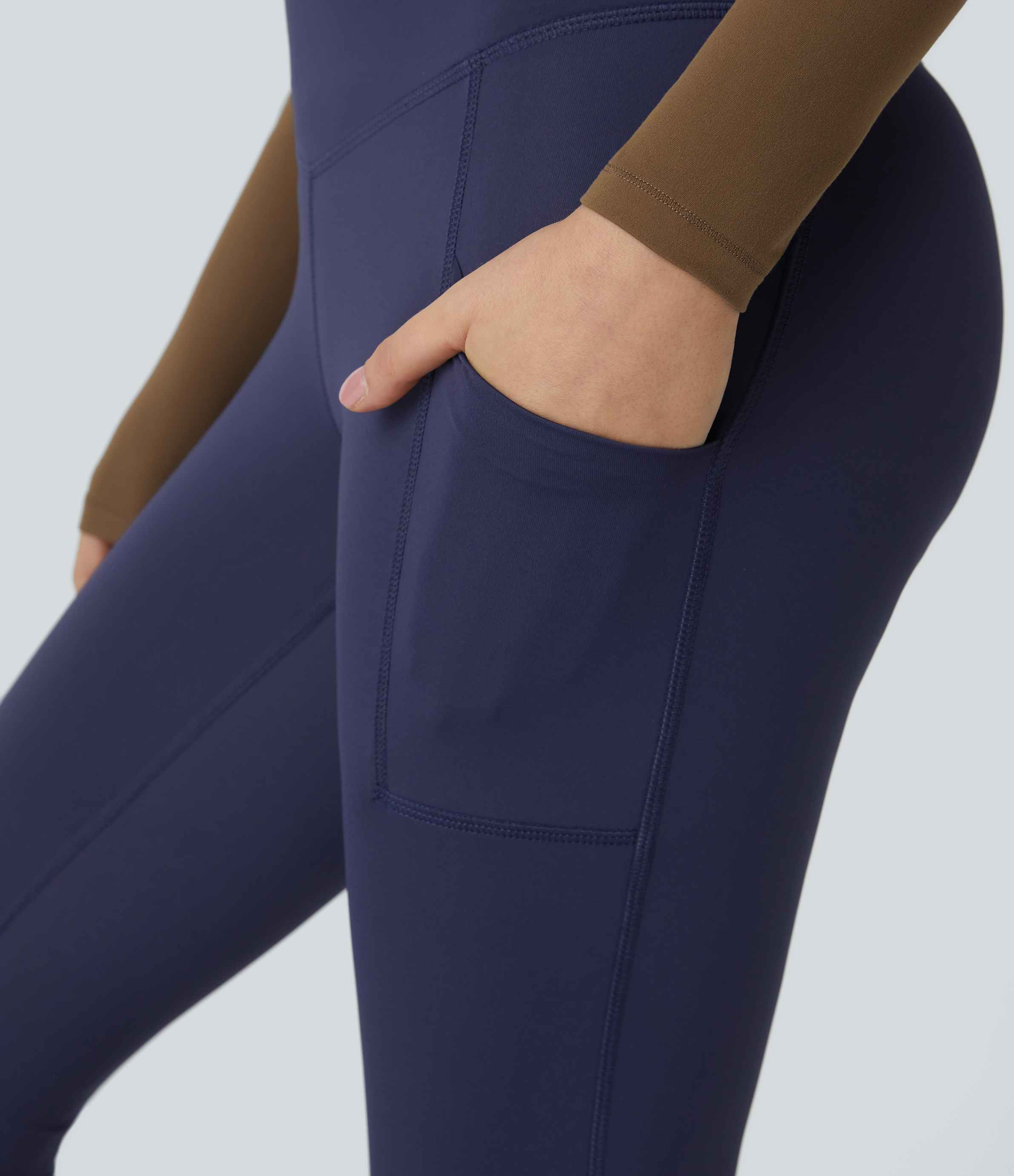 Halara SoCinched Reflective High Waisted Tummy Control Side Pocket Quick Dry 7/8 Running Joggers  - Dawn Purple - XL(7/8) 