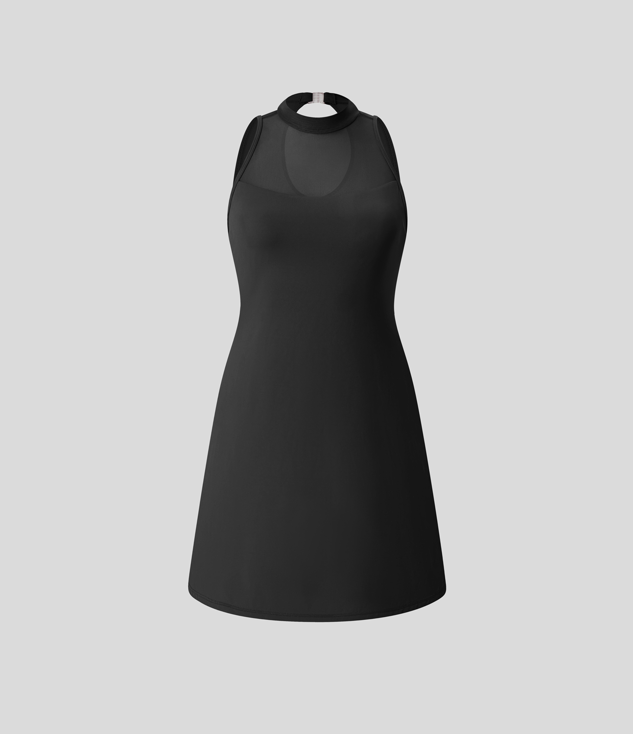 Halara Contrast Mesh Buckle Cut Out Split 2-in-1 Side Pocket Dance Dress-Easy Peezy Workout Dress - Black - M 