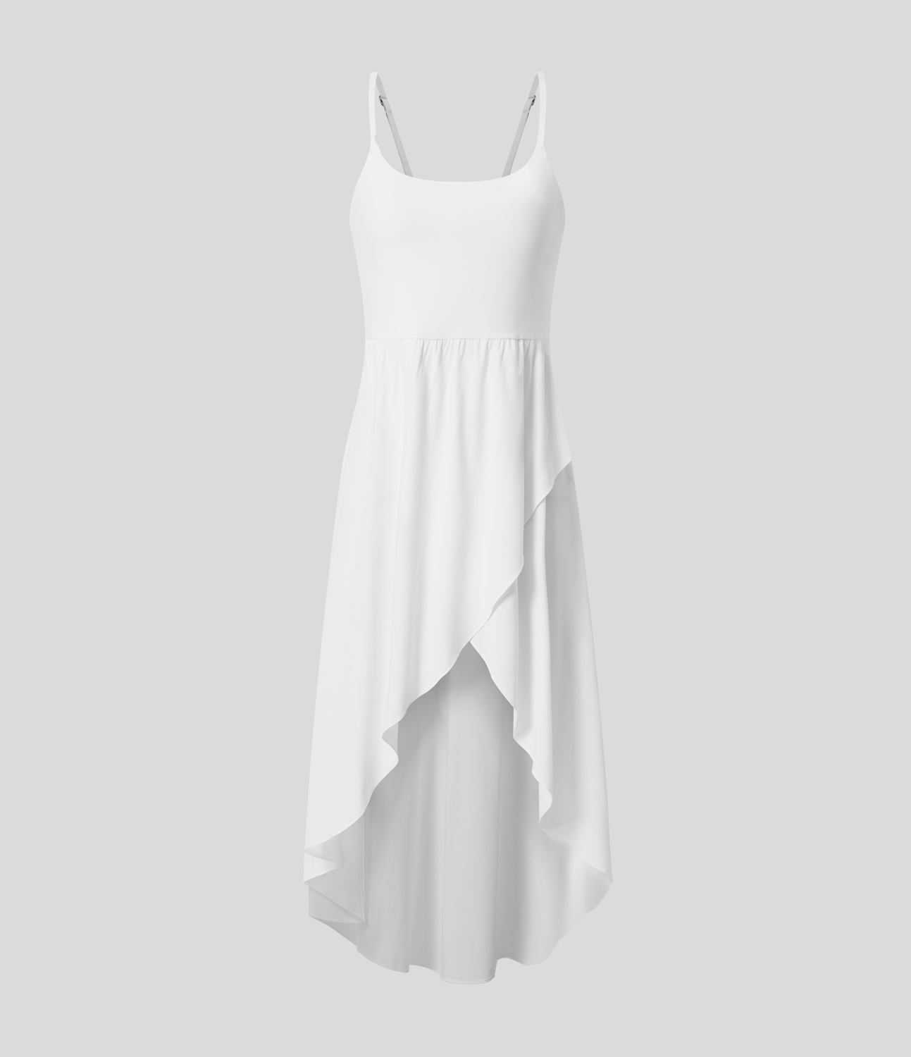 Halara Breezefulв„ў Backless High Low 2-Piece Side Pocket Flowy Midi Quick Dry Casual Dress Casual Dress - White - M slip dress beach dress 
