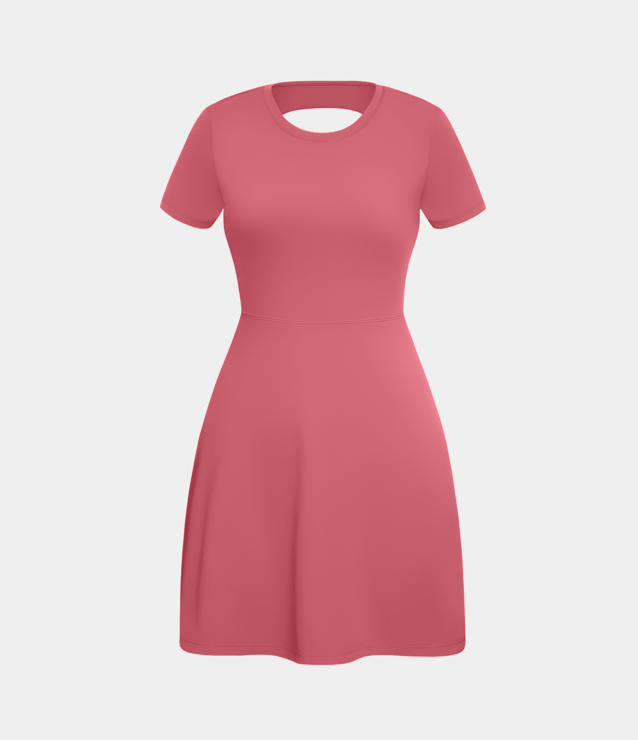 Halara Backless Twisted Cut Out Flare Mini Dance Active Dress - Begonia Rouge - XL