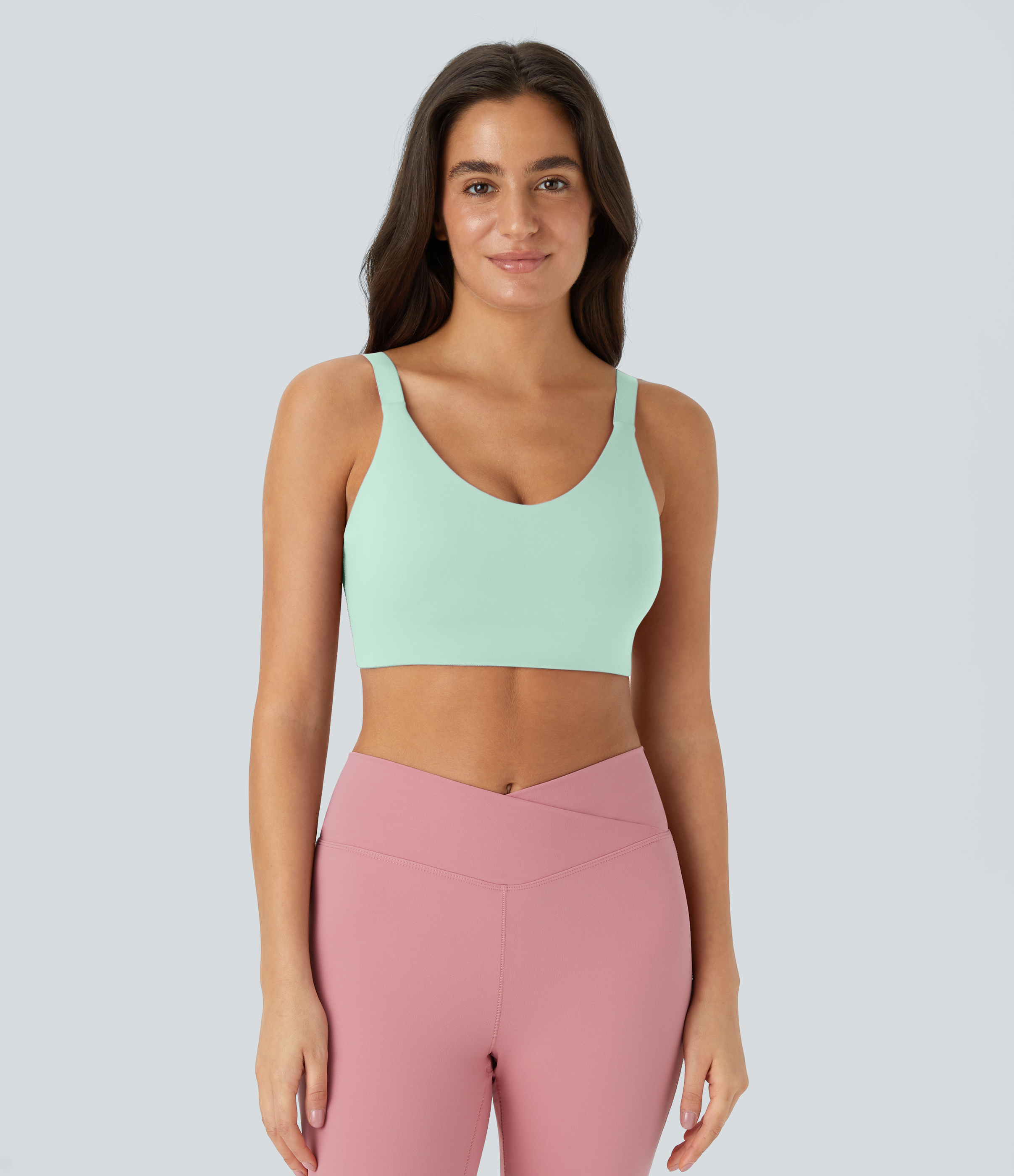 Halara Low Support Adjustable Strap Cut Out Yoga Sports Bra  - Seafoam - S push up bra strapless bra backless bra sticky bra wireless bra 