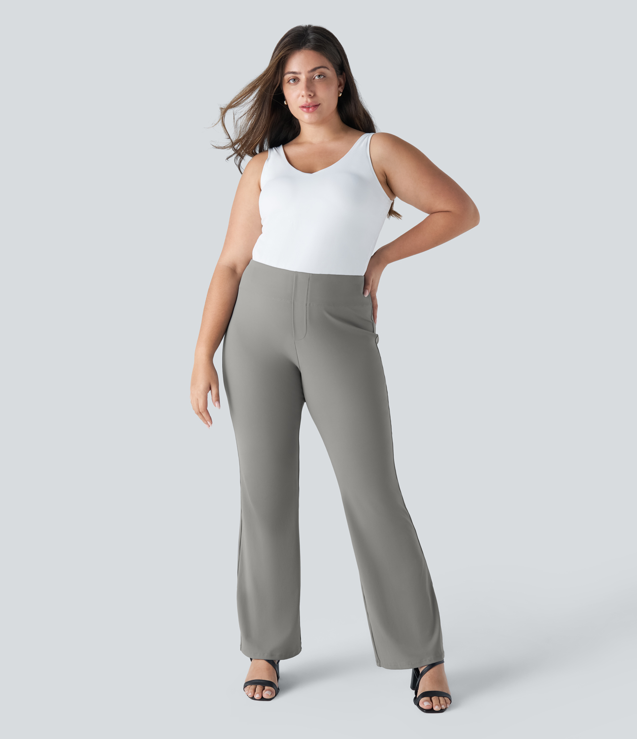 Halara Halara Flexв„ў High Waisted Back Side Pocket Slight Flare Work Plus Size Pants  - Silent Storm - 2X(regular) 