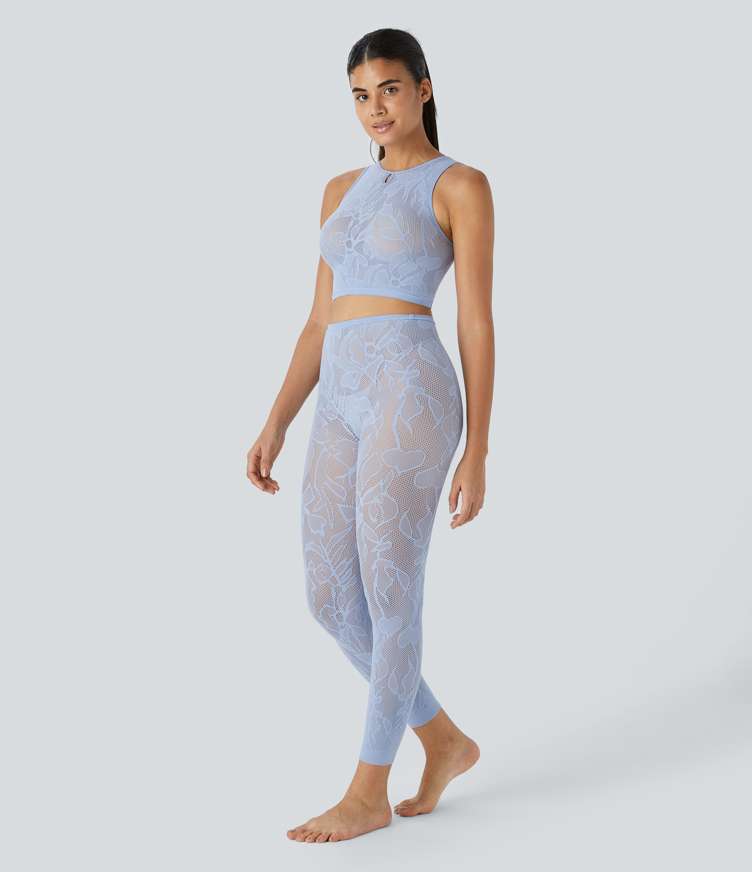 Halara Seamless Flow High Waisted Cut Out Casual 7/8 Leggings  - Forever Blue - One Size 