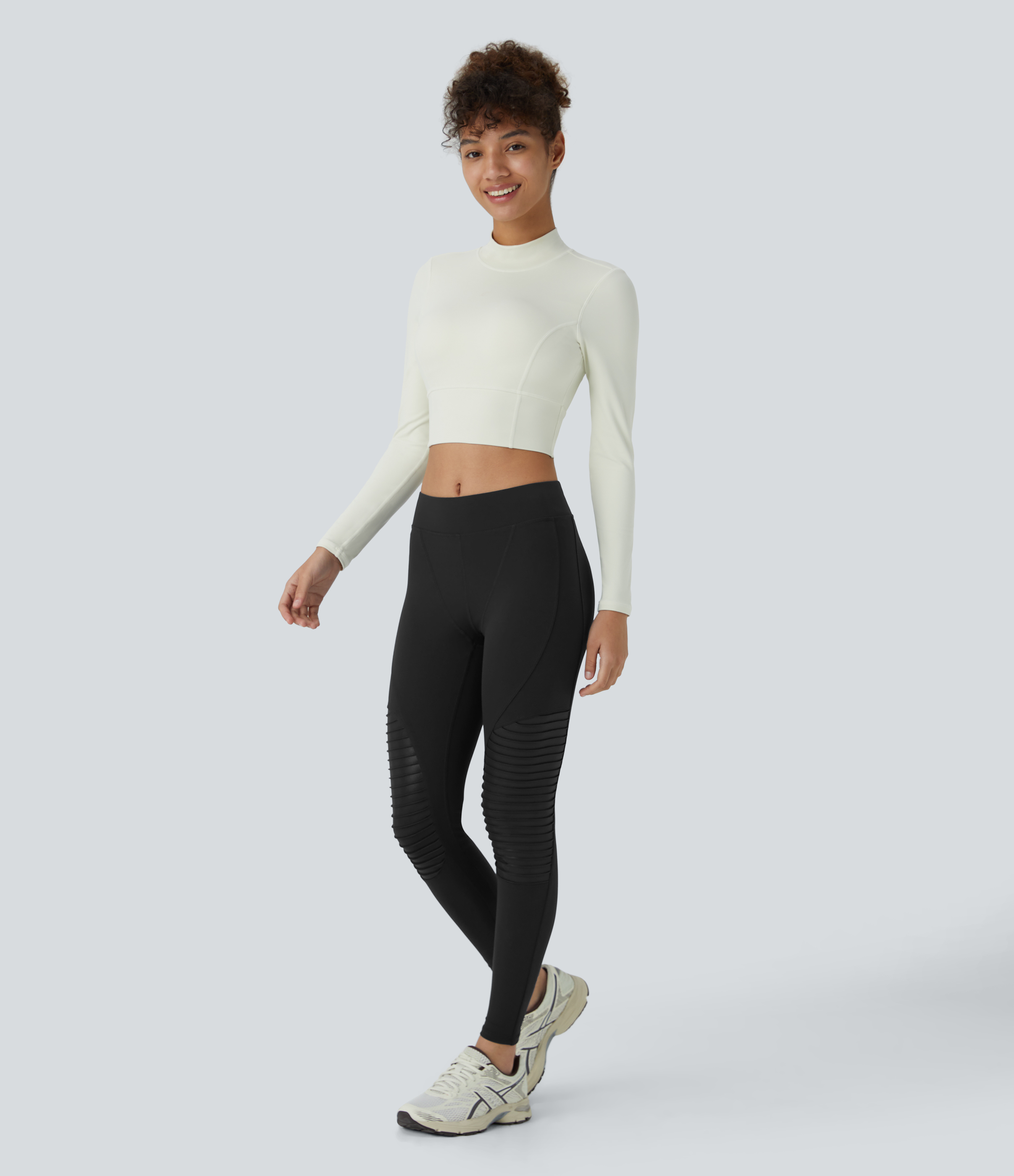Halara HaloTek Airв„ў Mid Rise Contrast Foil Print 7/8 Casual Moto Leggings  - Black - M(7/8) gym leggings leggings with pockets 