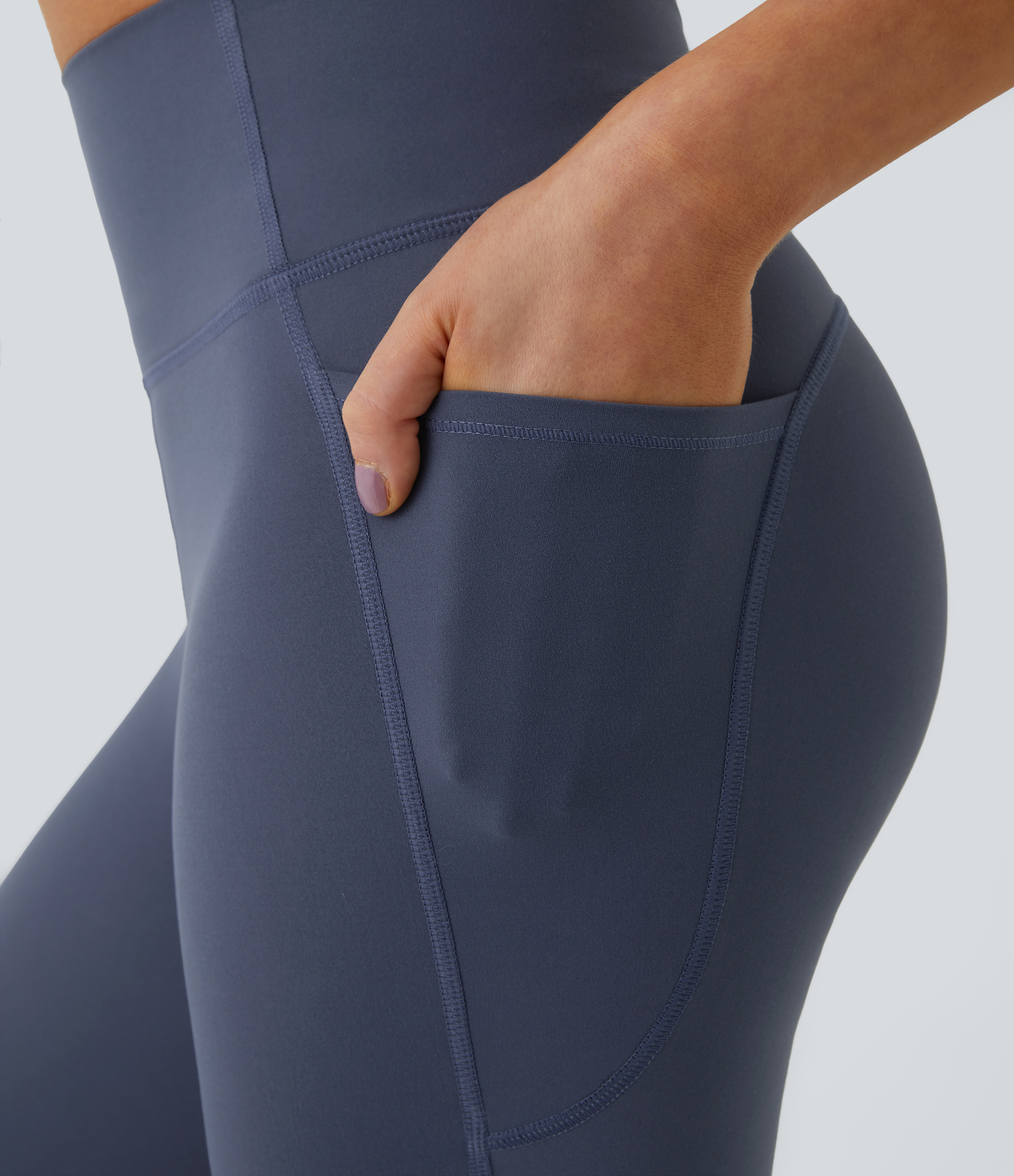 Halara SoCinched High Waisted Side Pocket Training Capri Leggings  - Mood Indigo - XS gym leggings leggings with pockets 