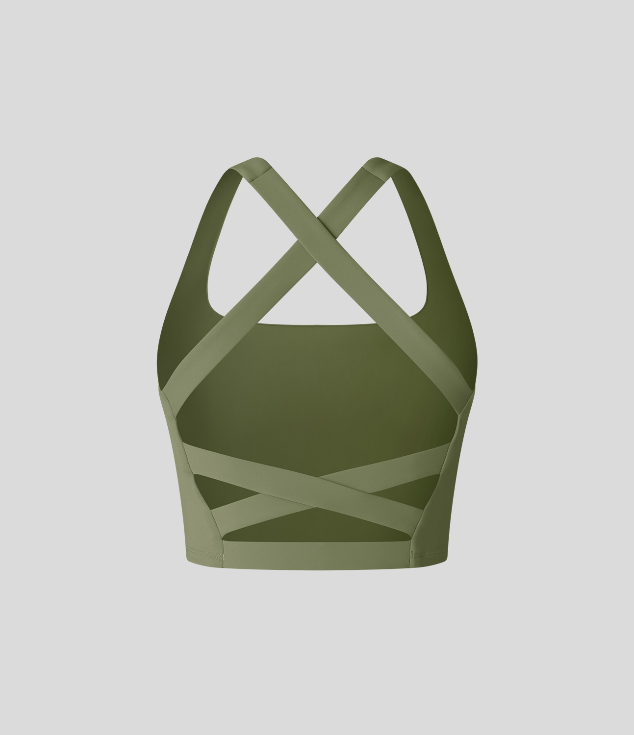 Halara Cloudfulв„ў Air Fabric Square Neck Backless Crisscross Cropped Cool Touch Yoga Tank Top Tank Top - Loden Green - M golf tops halter top 