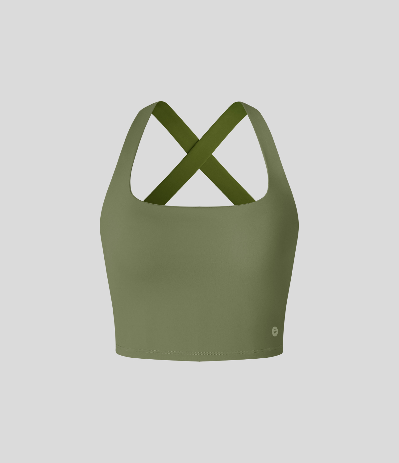 Halara Cloudfulв„ў Air Fabric Square Neck Backless Crisscross Cropped Cool Touch Yoga Tank Top Tank Top - Loden Green - M golf tops halter top 