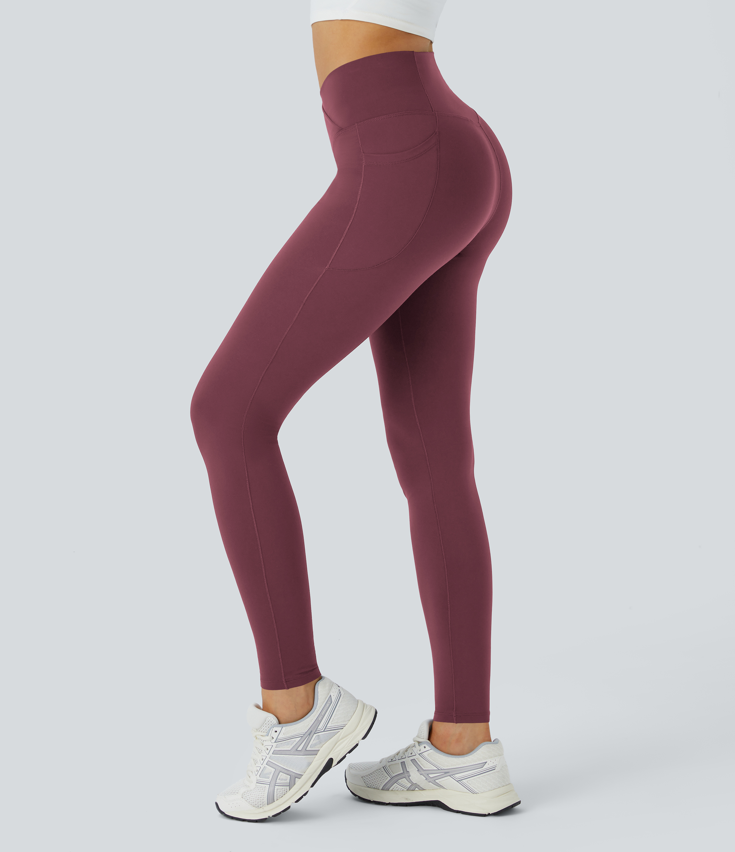 Halara Patitoffв„ў Pet Hair Resistant Fleece Lined Crossover Side Pocket Casual 7/8 Leggings  - Nocturne - L gym leggings leggings with pockets 