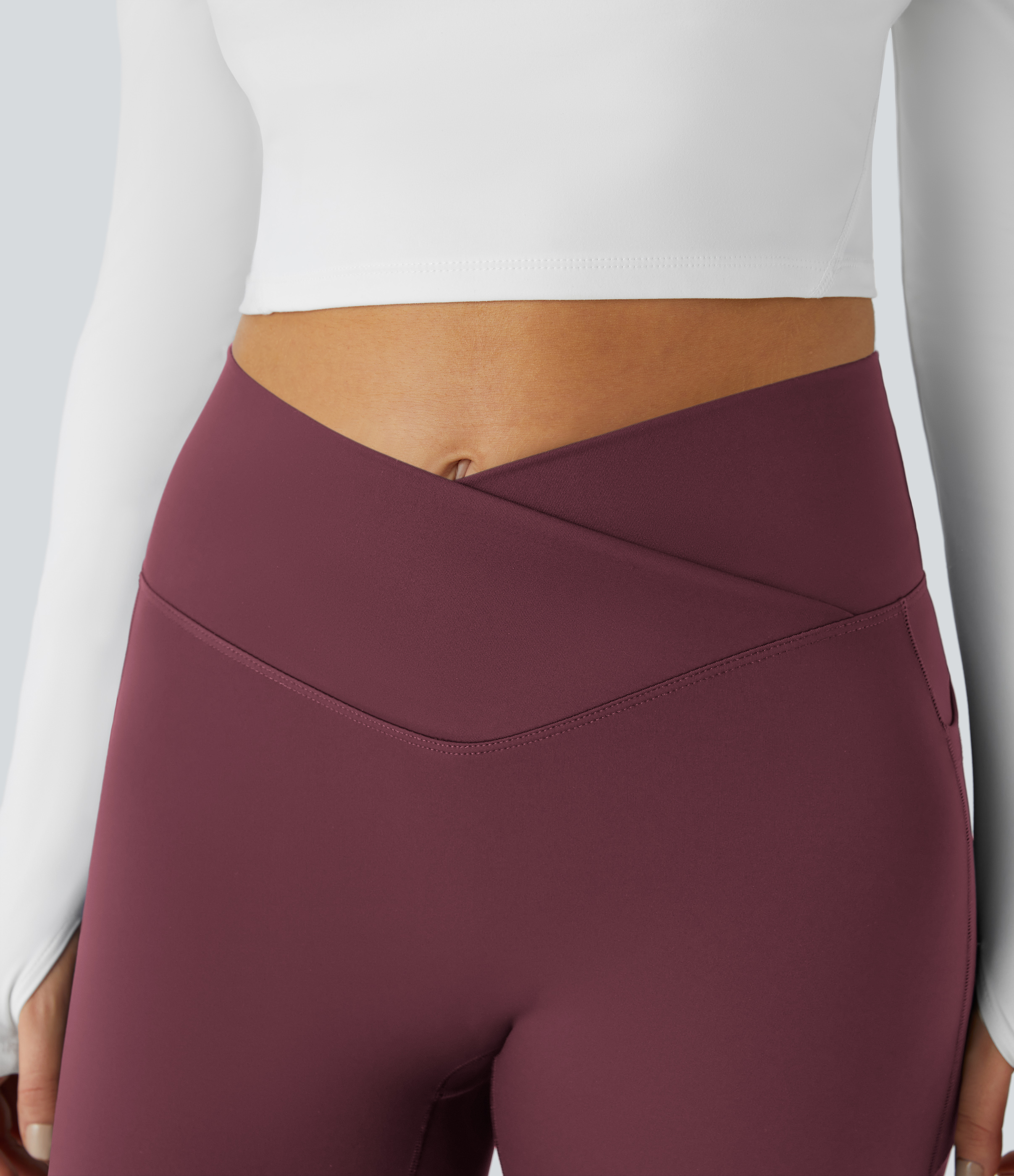 Halara Patitoffв„ў Pet Hair Resistant Fleece Lined Crossover Side Pocket Casual 7/8 Leggings  - Nocturne - L gym leggings leggings with pockets 
