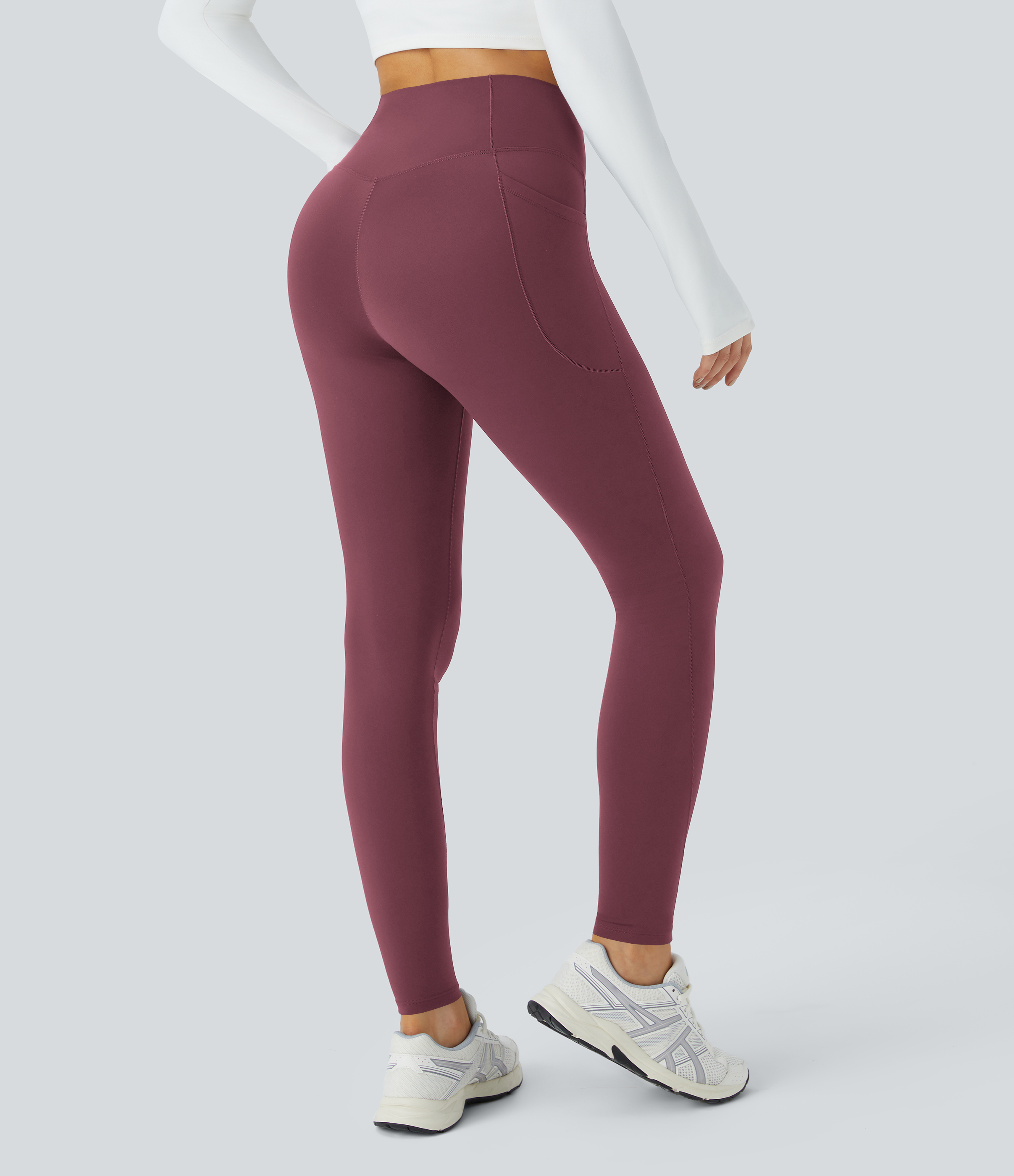 Halara Patitoffв„ў Pet Hair Resistant Fleece Lined Crossover Side Pocket Casual 7/8 Leggings  - Nocturne - L gym leggings leggings with pockets 