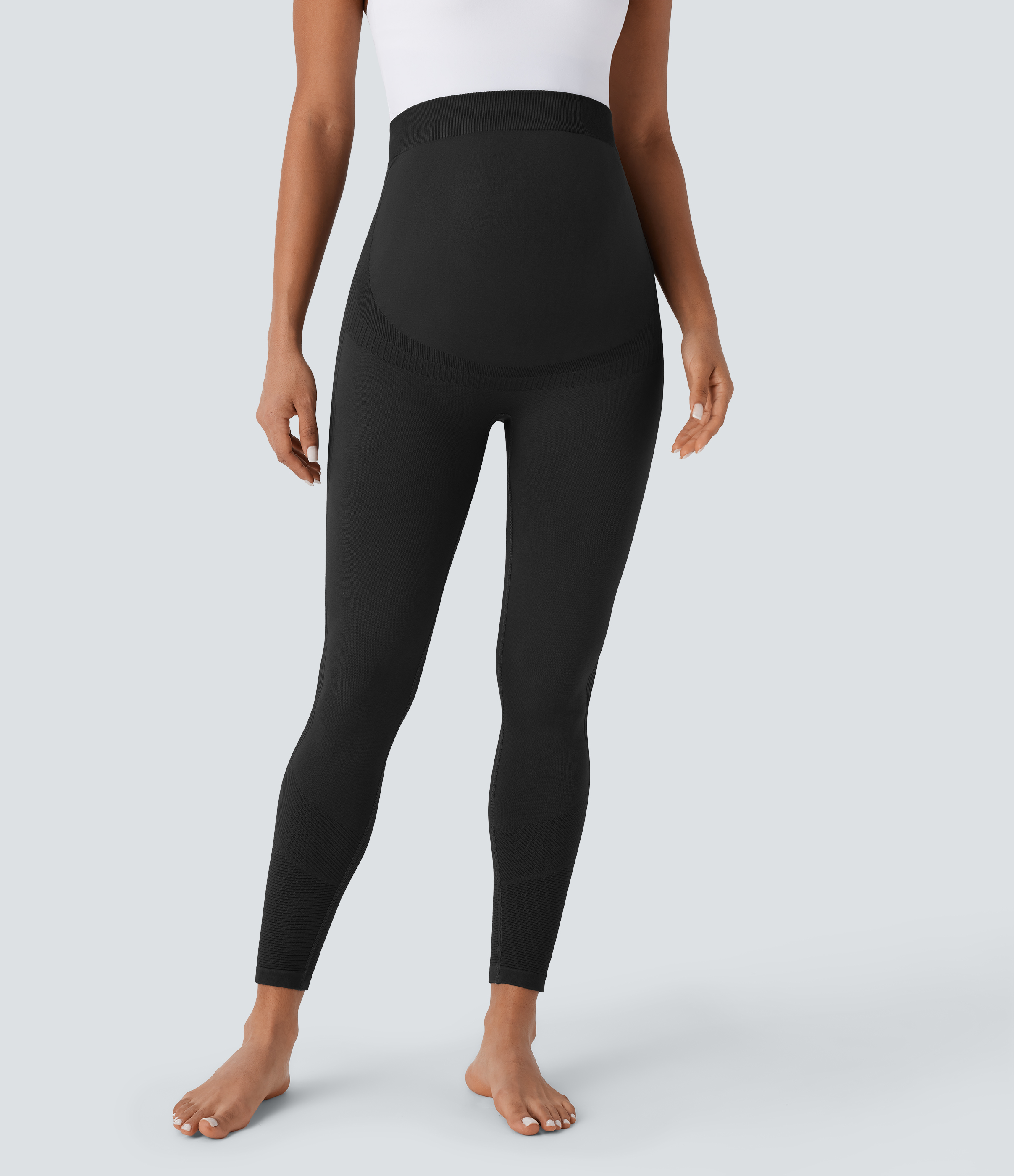 Halara Seamless Flow Super High Waisted 7/8 Yoga Maternity Leggings  - Black - S gym leggings leggings with pockets leggings with butt lift 