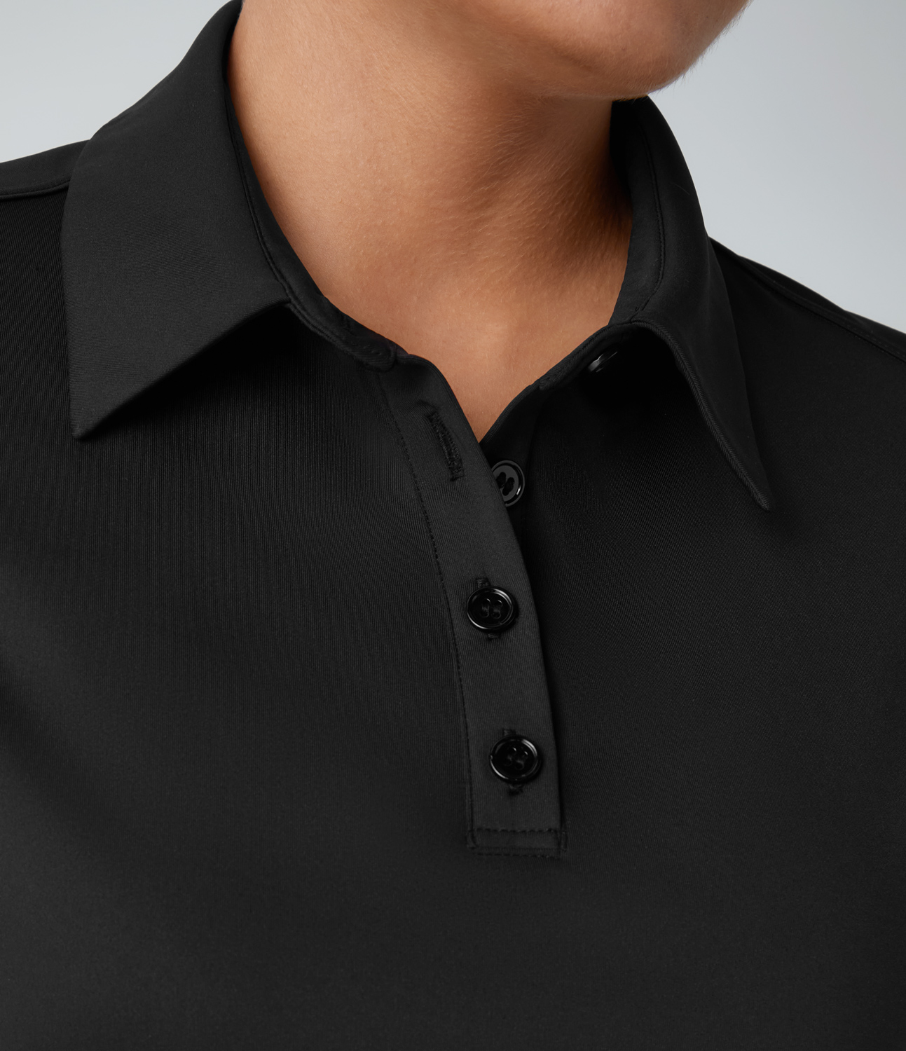 Halara Polo Neck Cap Sleeve Quick Dry Tennis Sports Top  - Black - S 