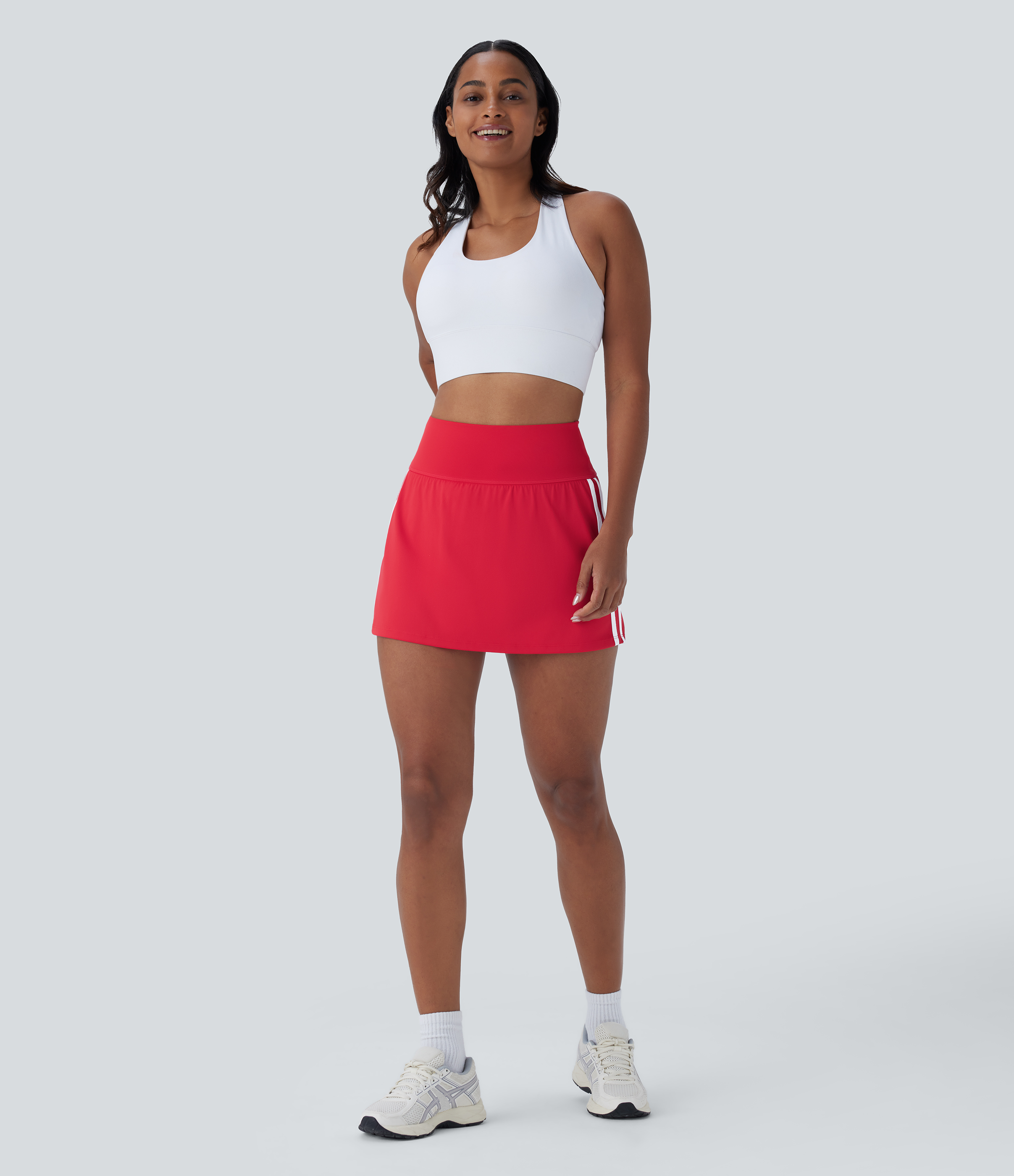 Halara Softlyzeroв„ў QuickDry SoCinched High Waisted Tummy Control 2-in-1 Side Pocket Color Block Mini Quick Dry Pickleball Skirt  - Valiant Poppy - S(regular) 