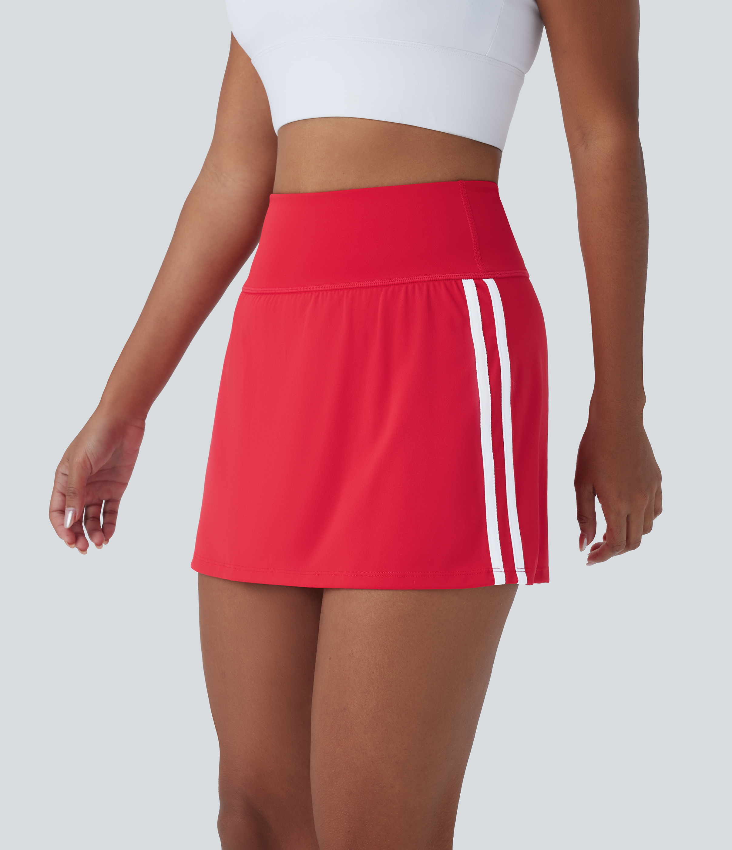 Halara Softlyzeroв„ў QuickDry SoCinched High Waisted Tummy Control 2-in-1 Side Pocket Color Block Mini Quick Dry Pickleball Skirt  - Valiant Poppy - S(regular) 