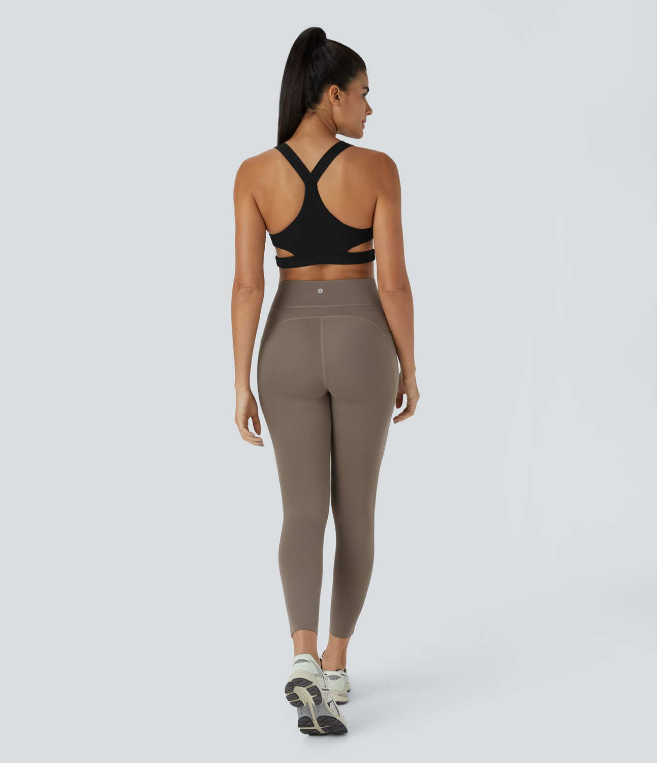 Halara Low Support Crossover Hem Cut Out Racerback Yoga Sports Bra  - Black - M push up bra strapless bra backless bra sticky bra 