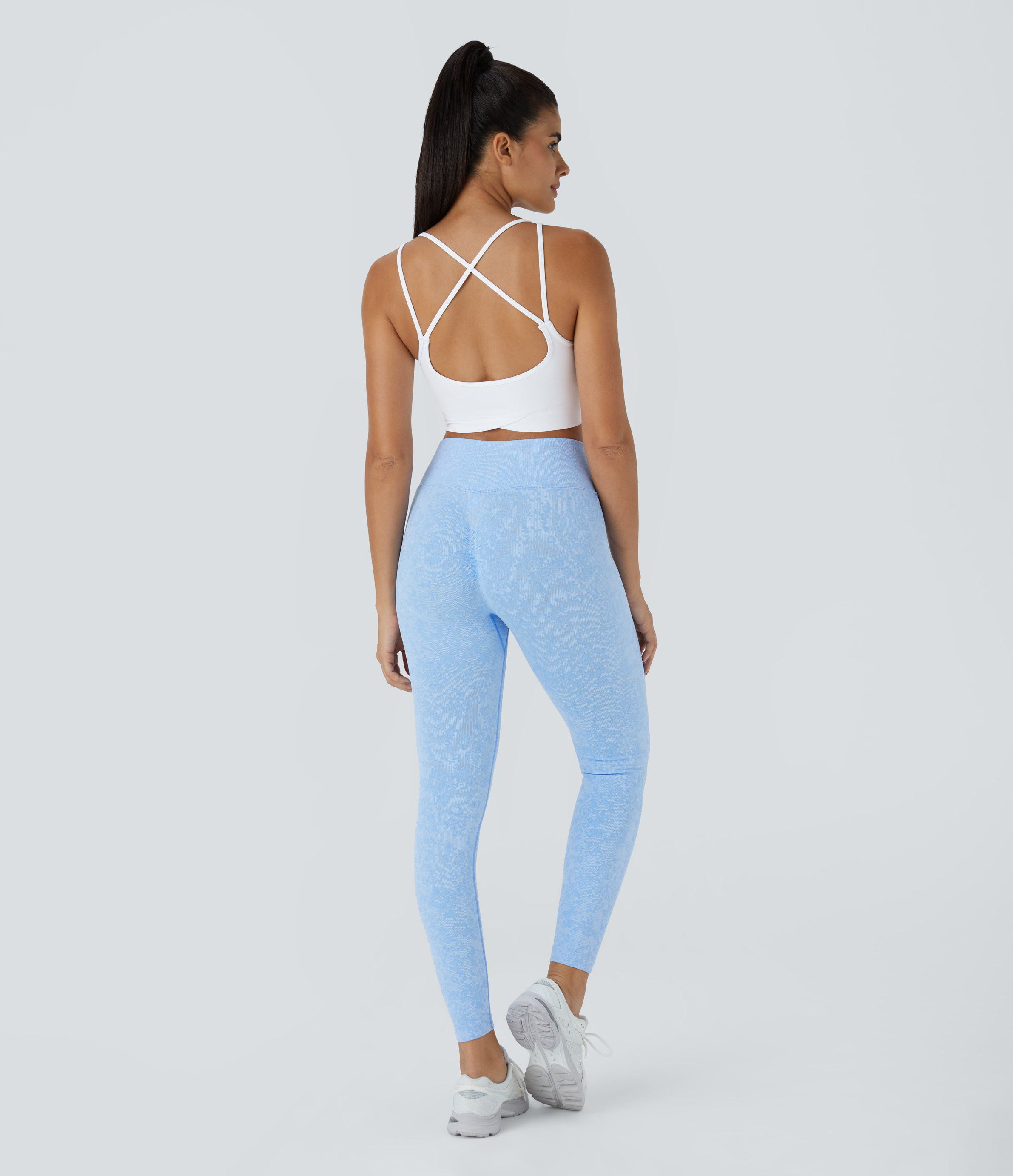 Halara Low Support Crisscross Backless Yoga Sports Bra  - White - S push up bra strapless bra backless bra sticky bra wireless bra 